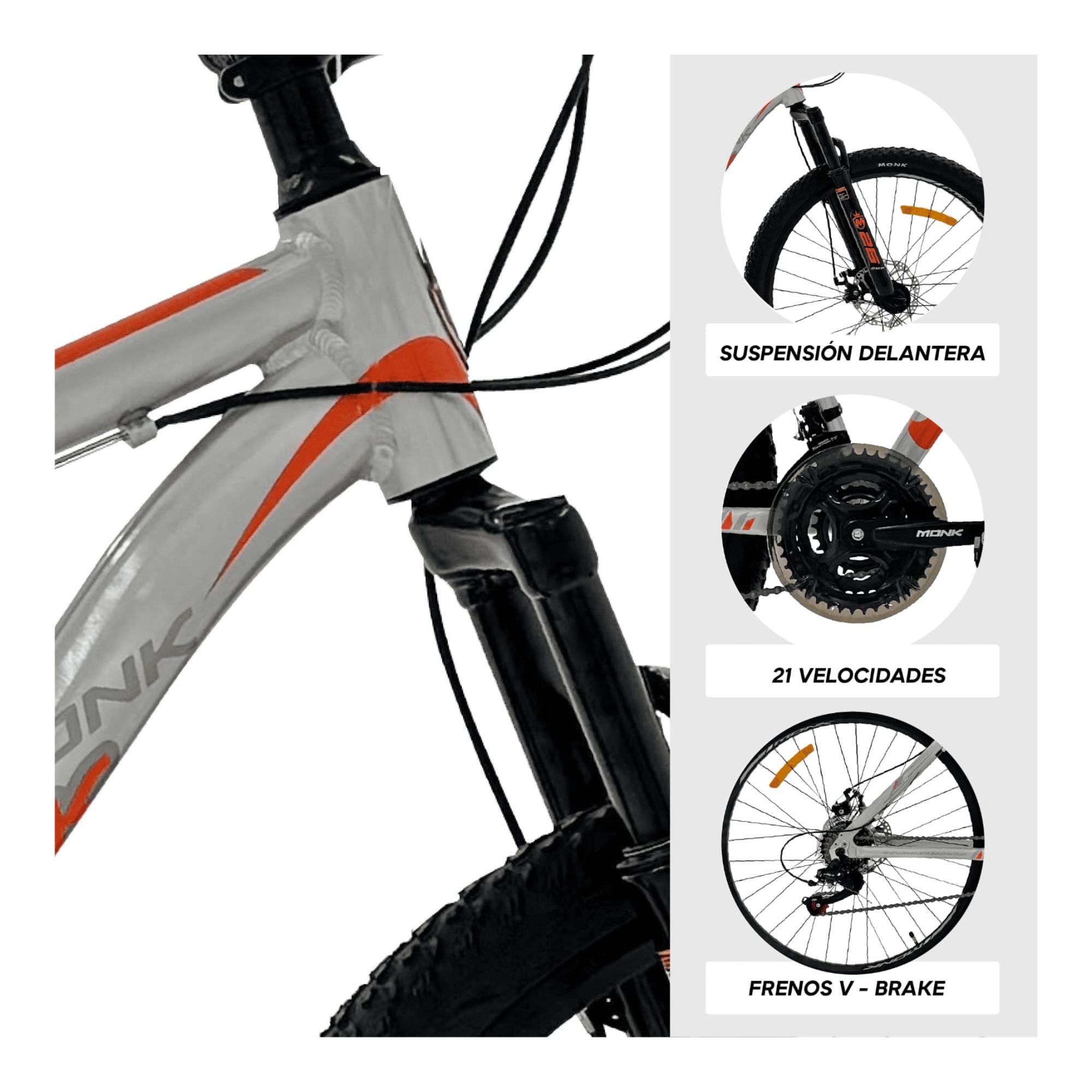 Foto 4 pulgar | Bicicleta De Montaña Monk Messer Rodada 26