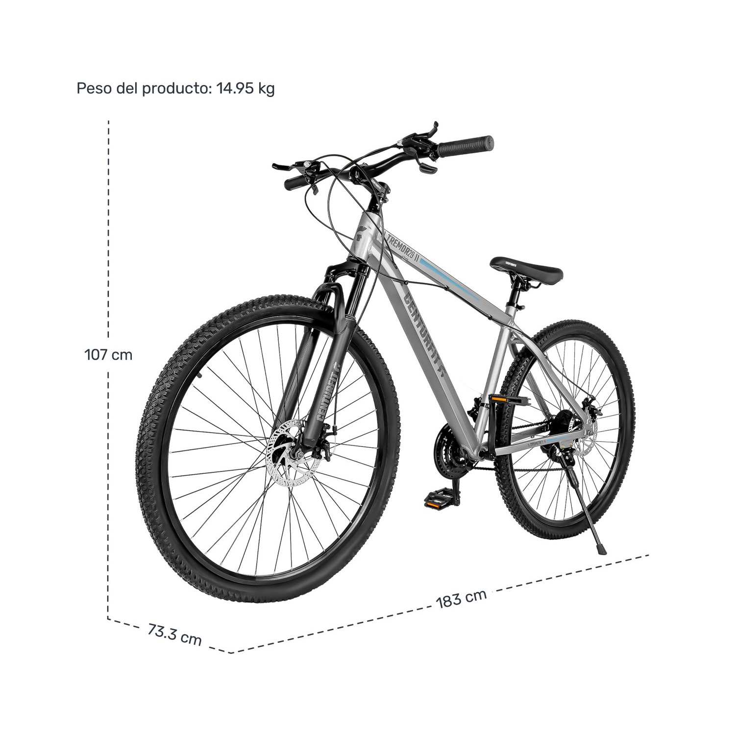 Foto 9 pulgar | Bicicleta Montaña Aluminio Premium R29 21 Velocidades Plata Centurfit