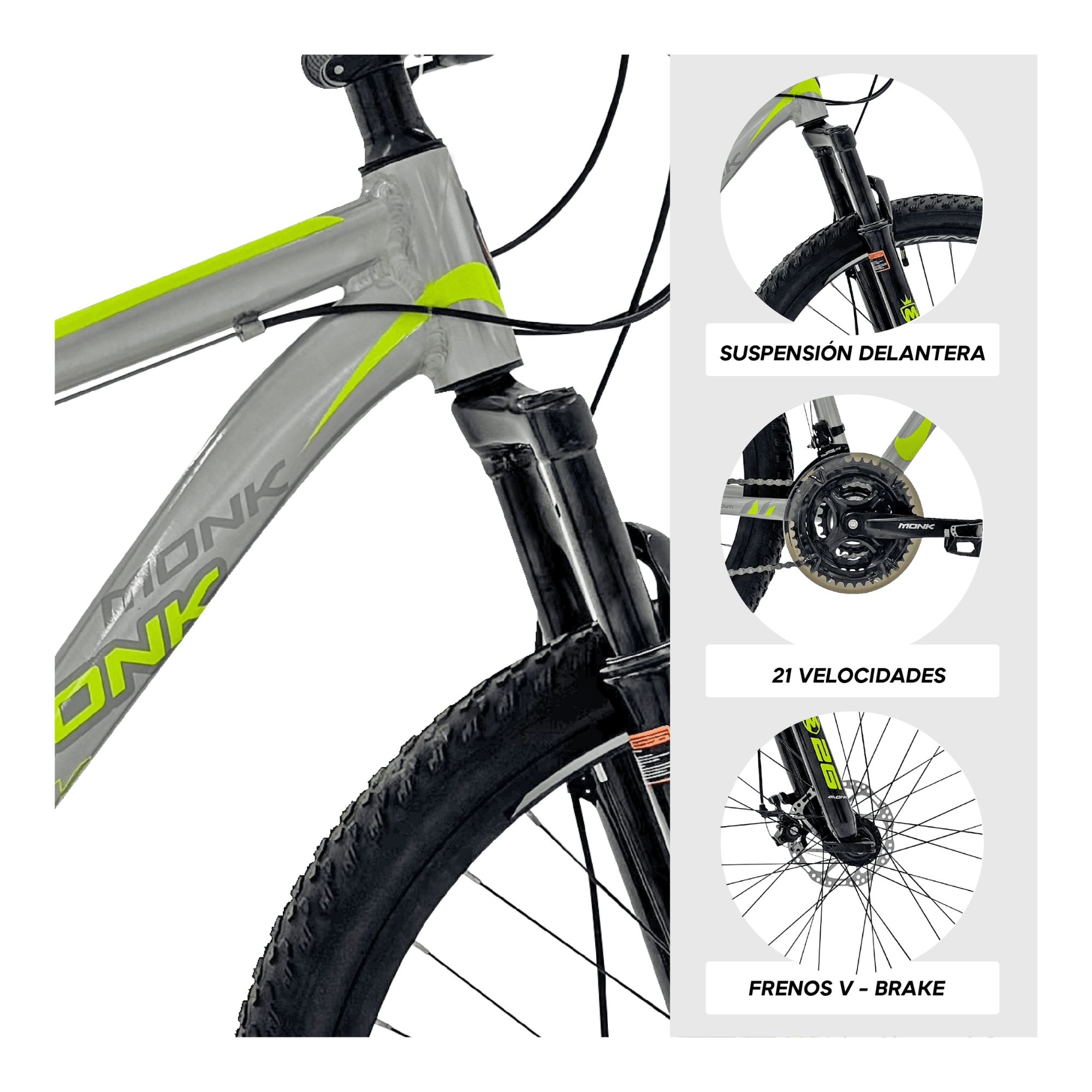 Foto 4 pulgar | Bicicleta De Montaña Monk Messer Rodada 26