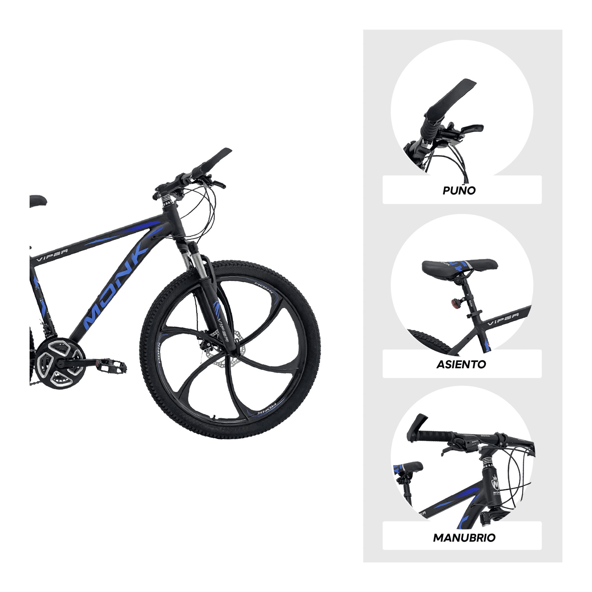 Foto 5 pulgar | Bicicleta De Montaña Monk Viper R26 21 Velocidades Negro Y Azul