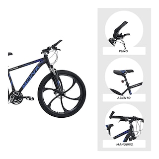 Foto 4 | Bicicleta De Montaña Monk Viper R26 21 Velocidades Negro Y Azul
