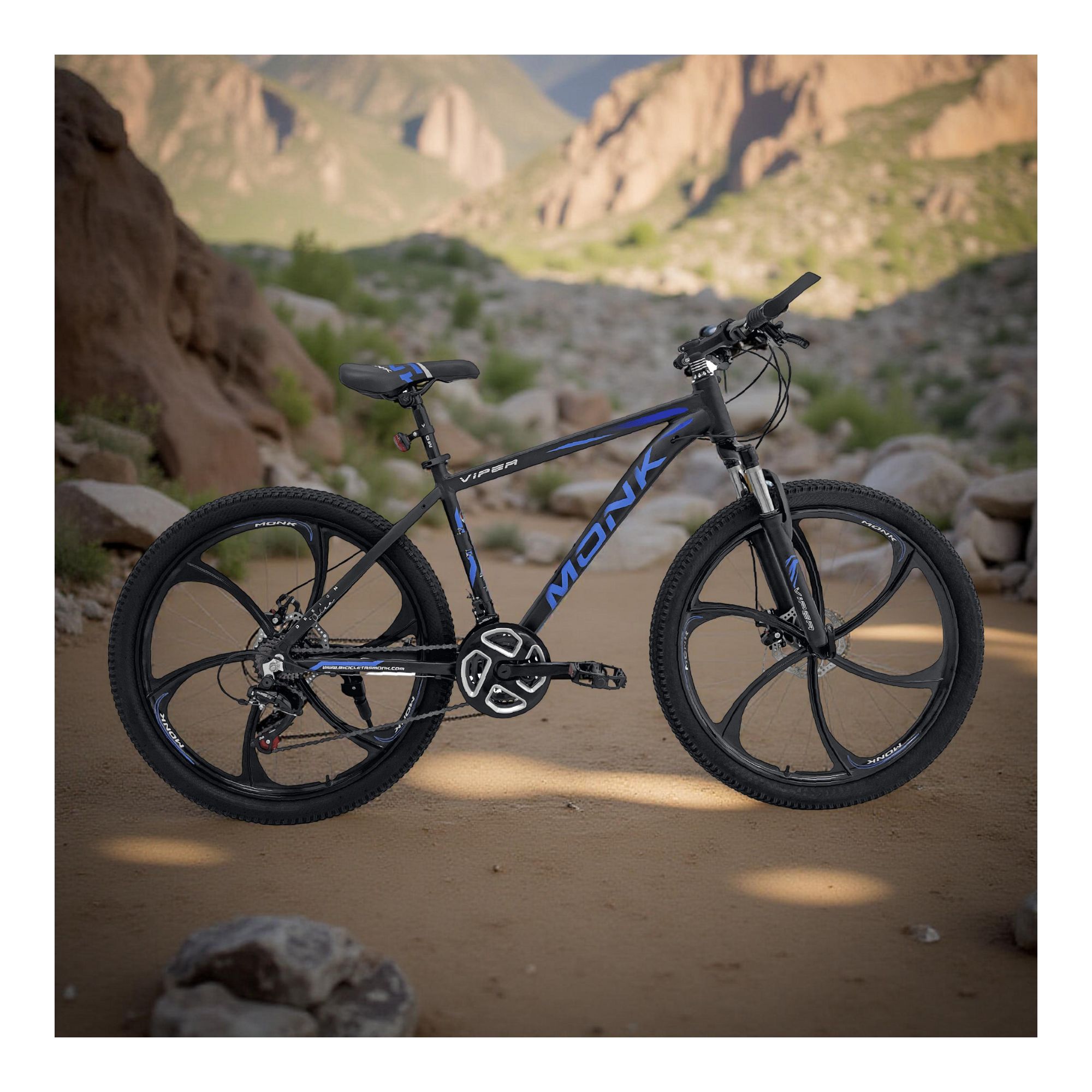 Foto 7 pulgar | Bicicleta De Montaña Monk Viper R26 21 Velocidades Negro Y Azul