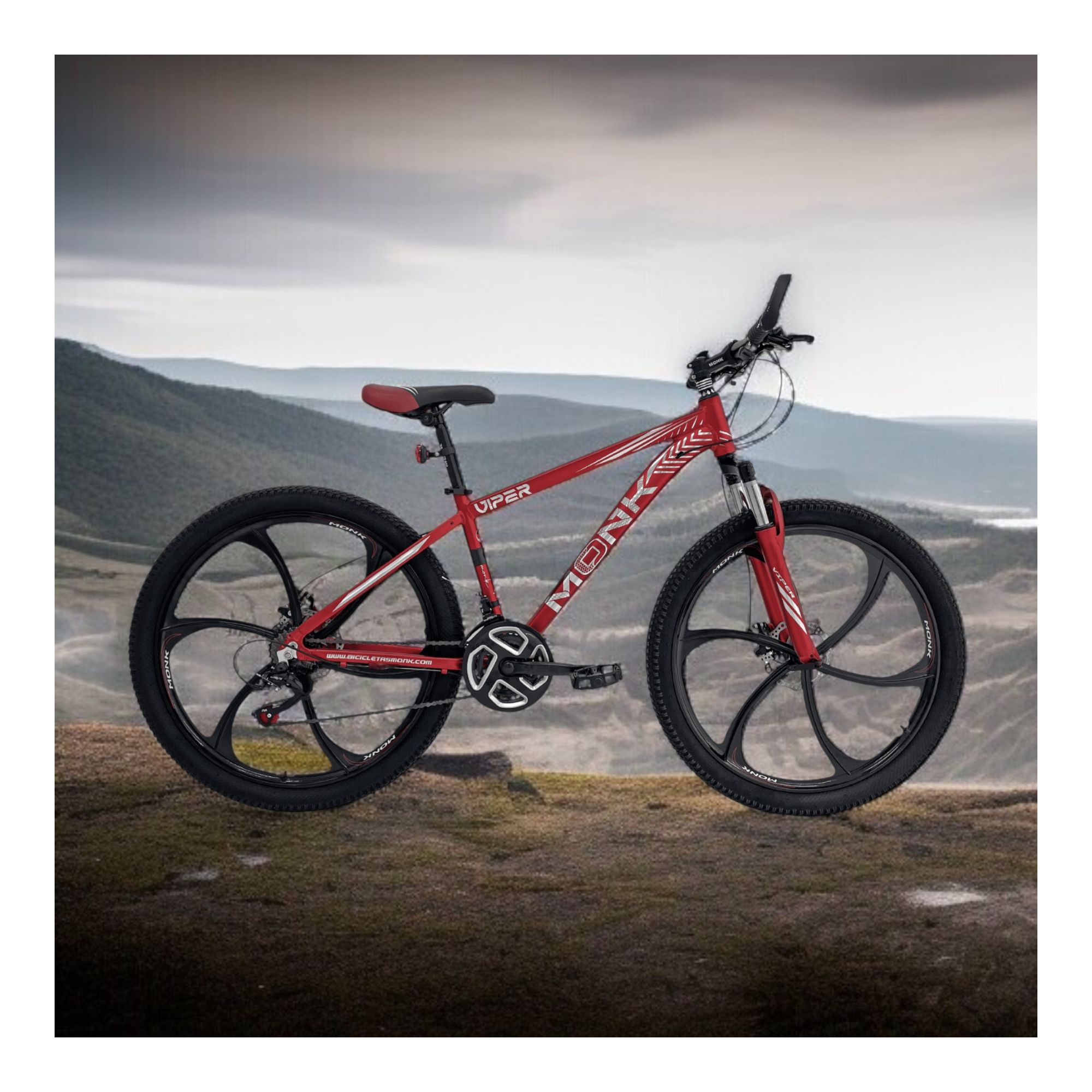 Foto 6 | Bicicleta De Montaña Monk Viper R26 21 Velocidades Rojo