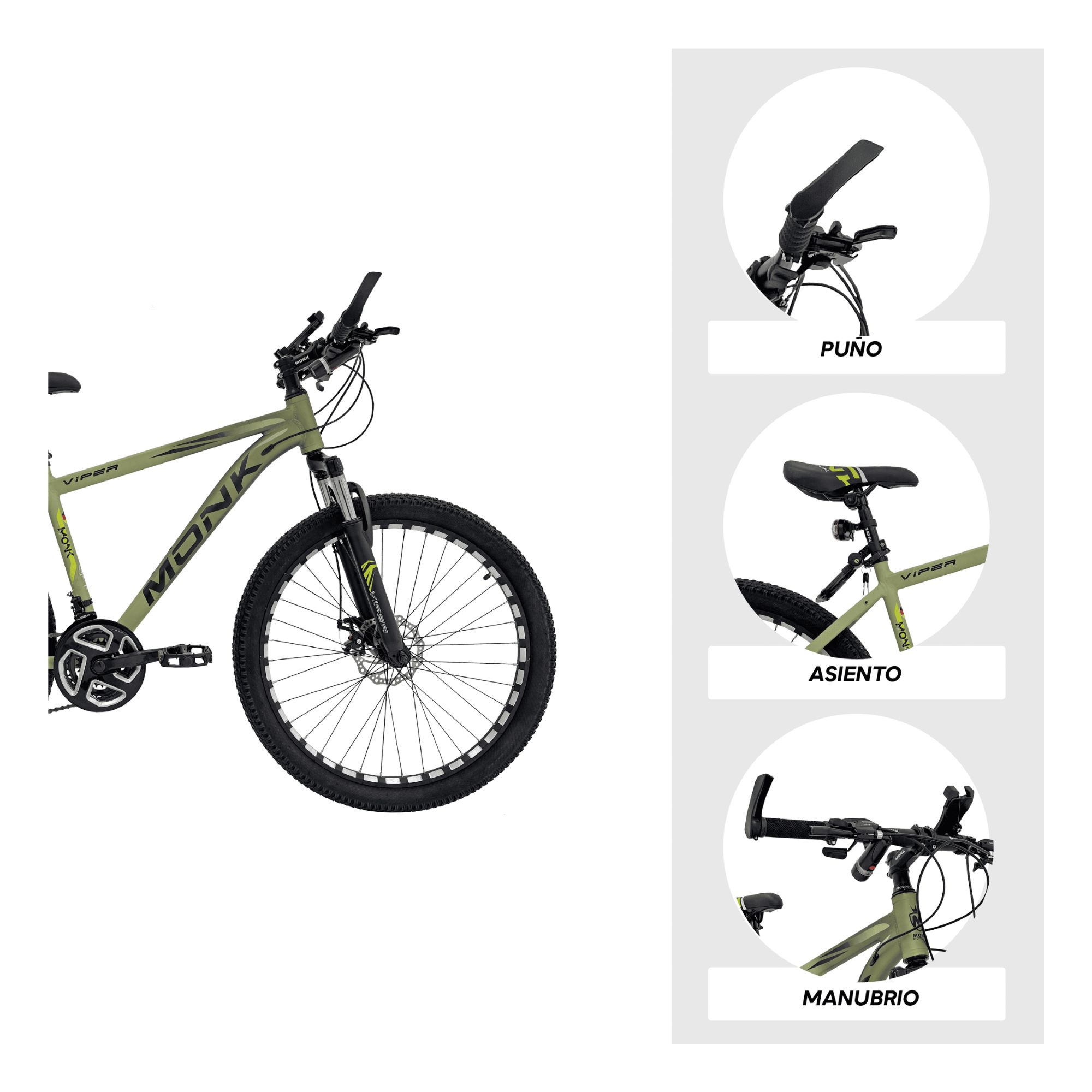 Foto 5 pulgar | Bicicleta De Montaña Monk Viper R26 21 Velocidades Verde