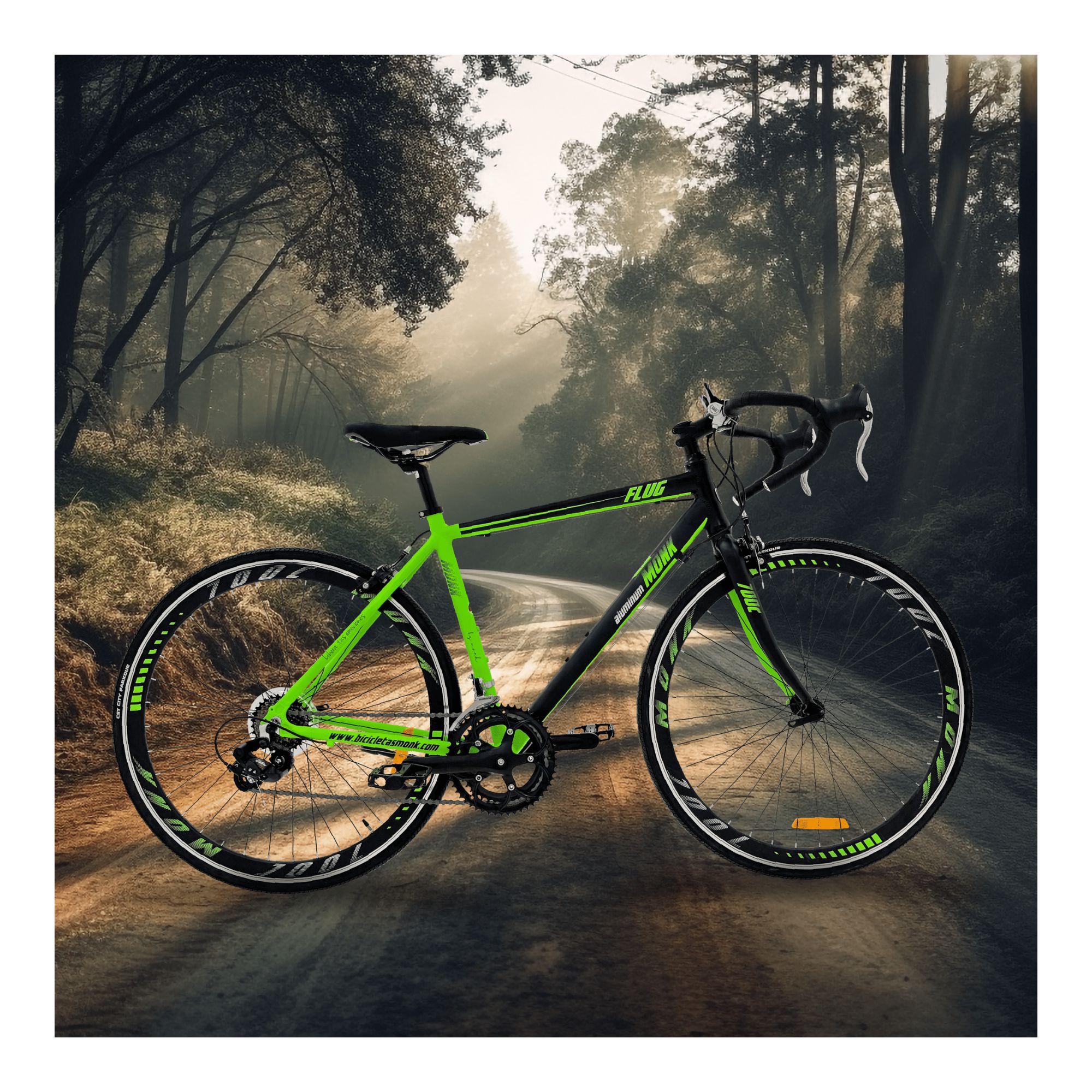 Foto 7 pulgar | Bicicleta De Ruta Monk Flug Rodada 700 Negro Verde