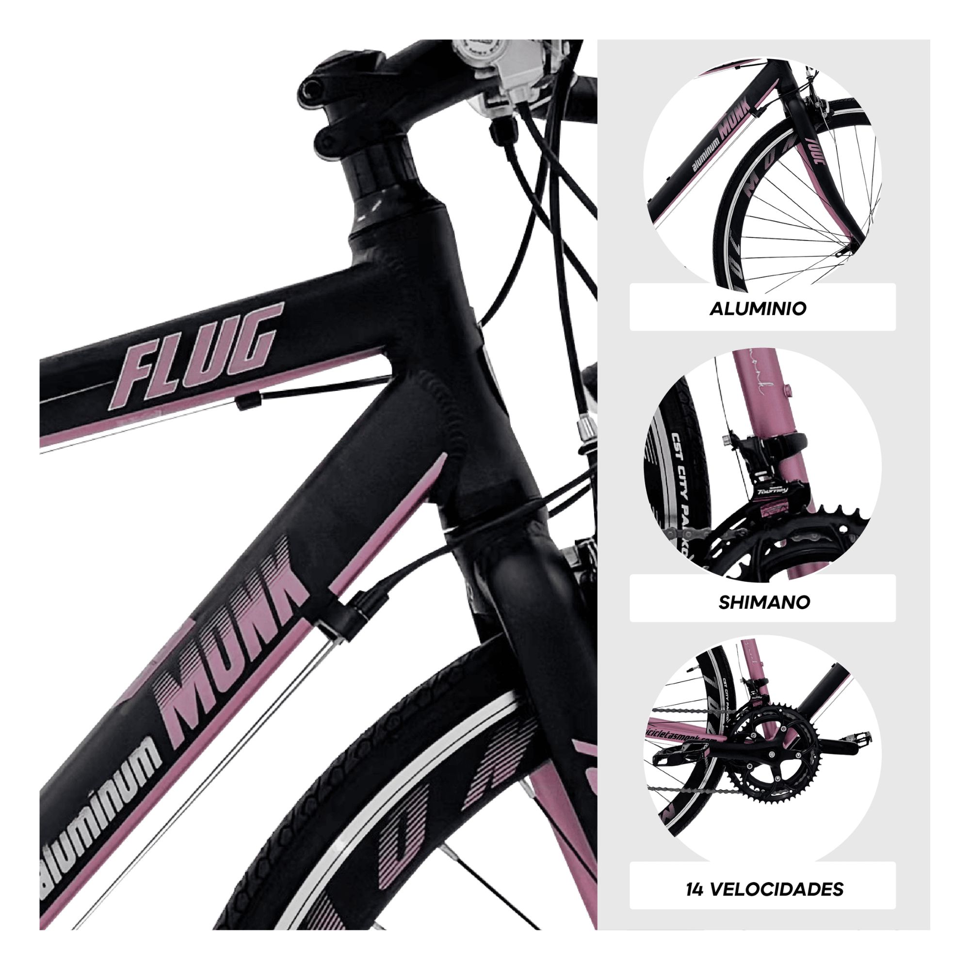 Foto 4 pulgar | Bicicleta De Ruta Monk Flug Rodada 700 Negro Rosa