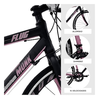Foto 3 | Bicicleta De Ruta Monk Flug Rodada 700 Negro Rosa