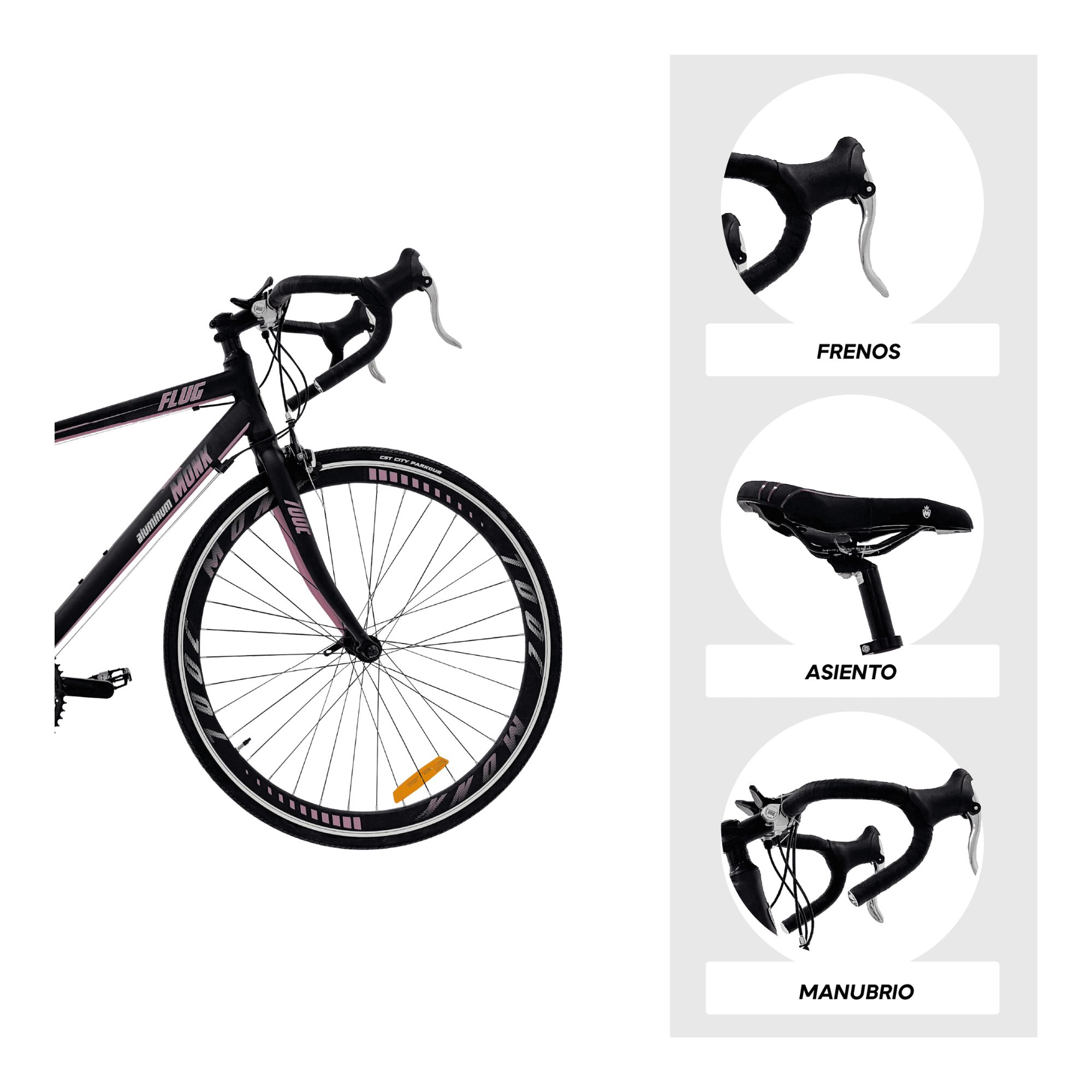 Foto 5 pulgar | Bicicleta De Ruta Monk Flug Rodada 700 Negro Rosa