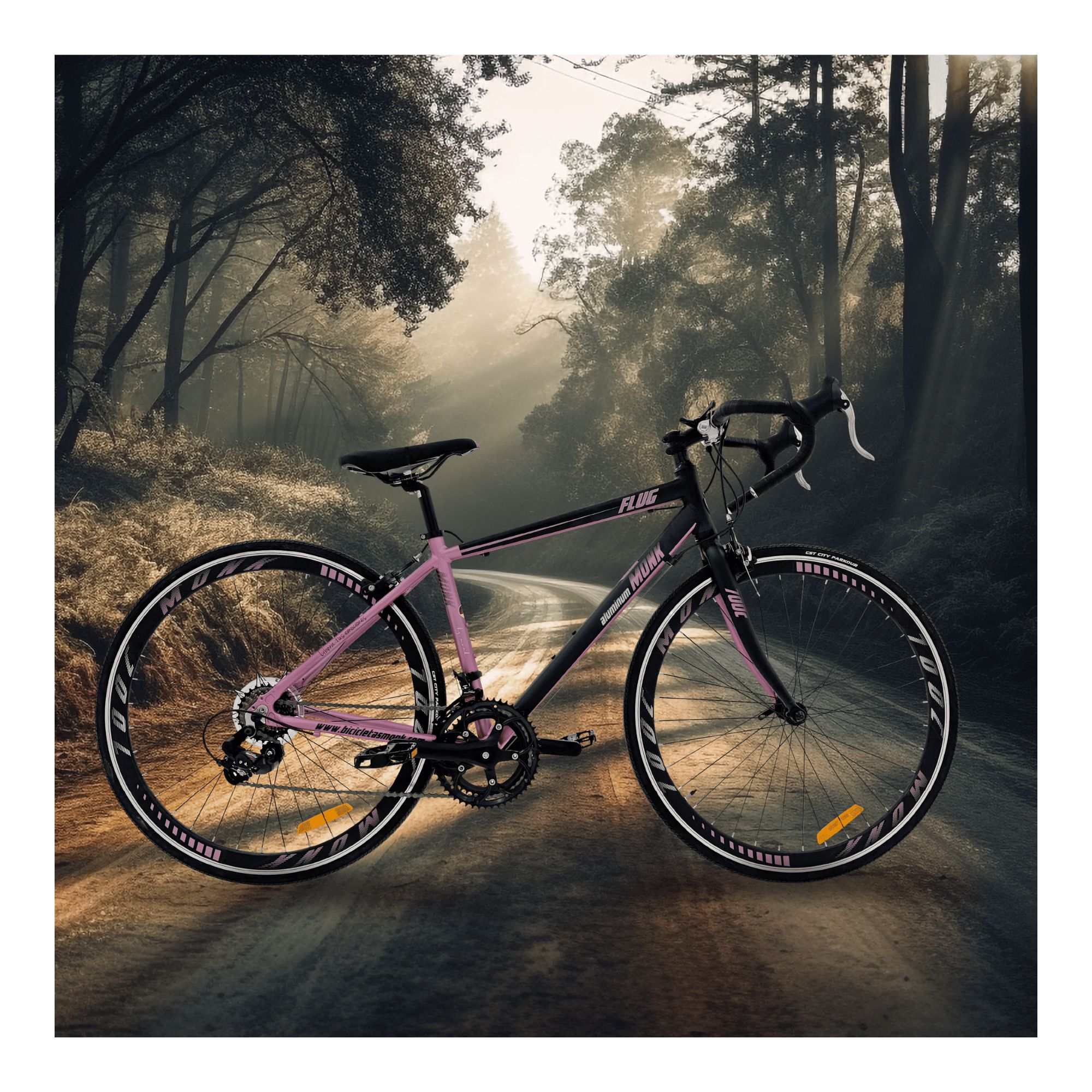 Foto 7 pulgar | Bicicleta De Ruta Monk Flug Rodada 700 Negro Rosa