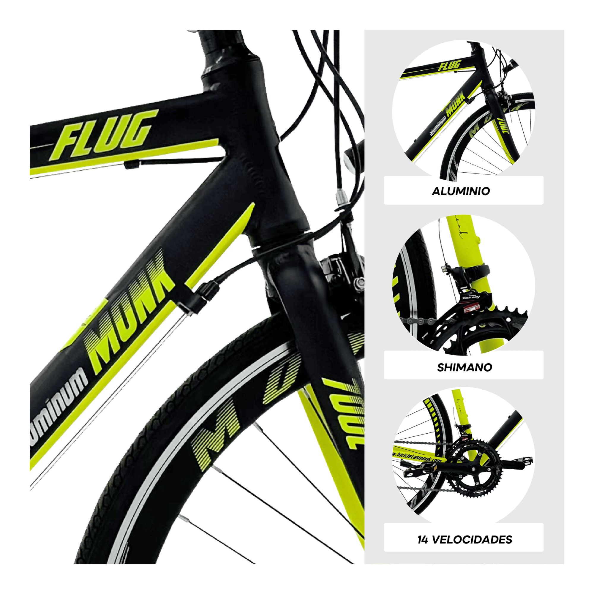 Foto 4 pulgar | Bicicleta De Ruta Monk Flug Rodada 700 Negro Amarillo