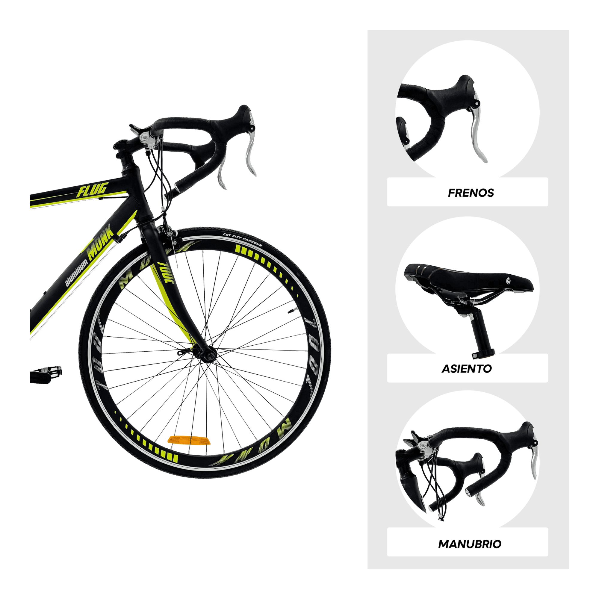Foto 4 | Bicicleta De Ruta Monk Flug Rodada 700 Negro Amarillo