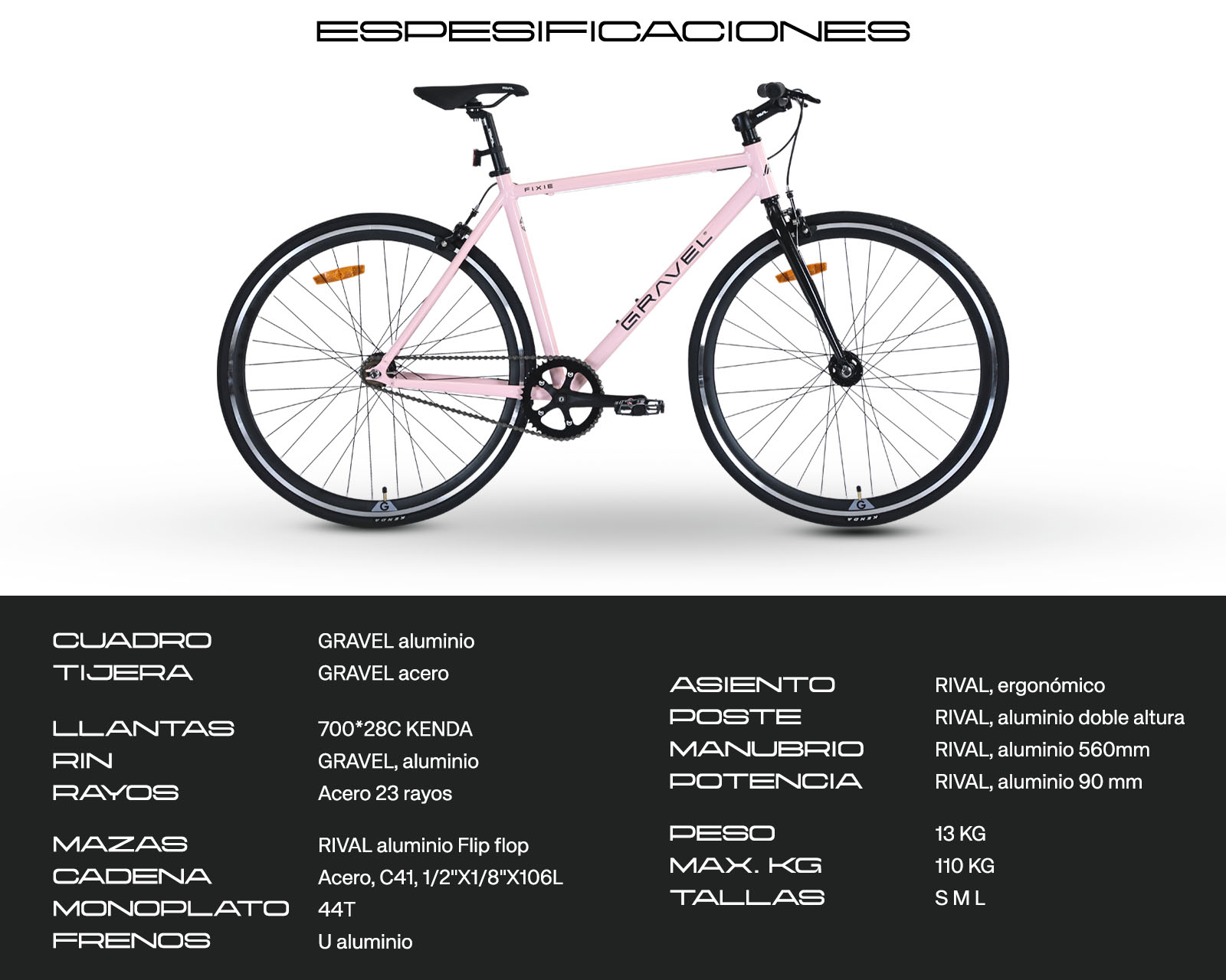 Foto 9 pulgar | Bicicleta Fixie Rosa 51