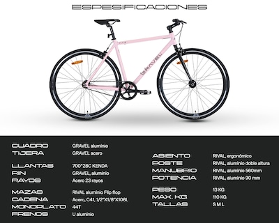 Foto 8 | Bicicleta Fixie Rosa 51