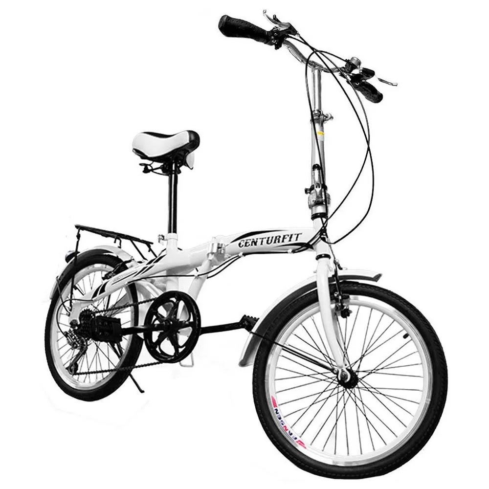 Bicicleta Plegable Portátil Centurfit color Blanco de 20 Pulgadas Retro con 7 Velocidades