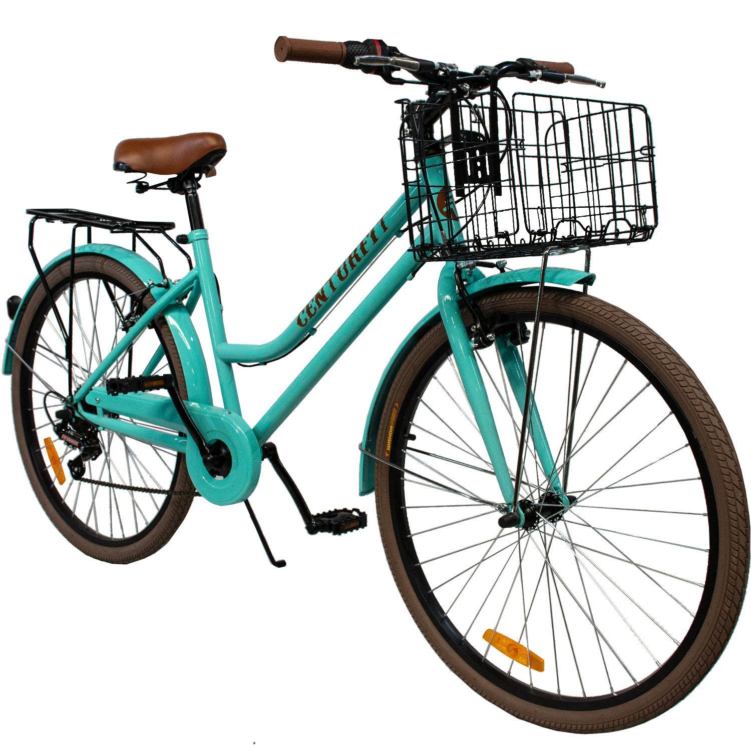 Foto 2 pulgar | Bicicleta Vintage Retro Centurfit Azul Menta de 26 Pulgadas con 6 Velocidades Incluye Canastilla de Acero