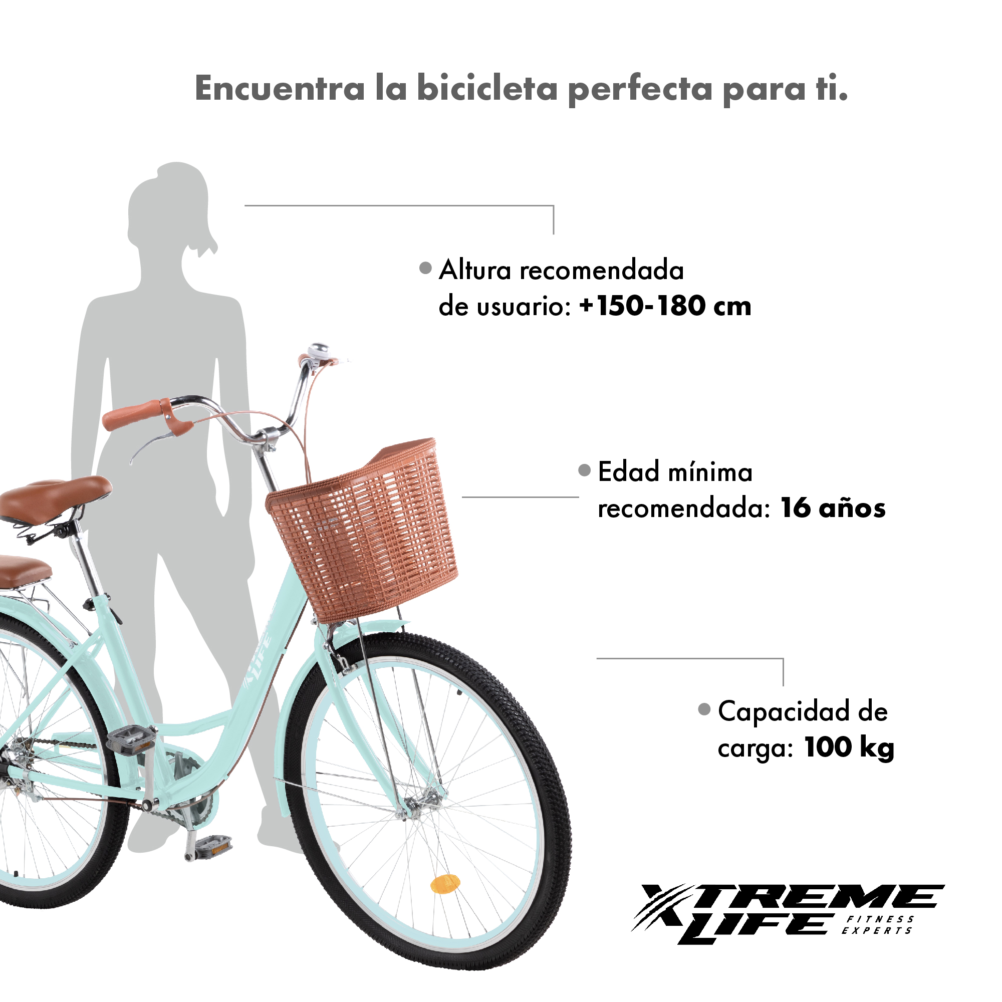 Foto 4 | Bicicleta Urbana Vintage Xtreme Life R26 color Verde