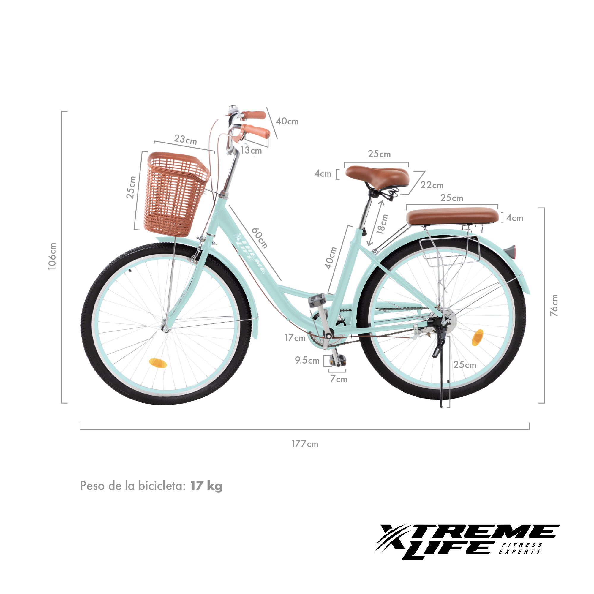 Foto 5 | Bicicleta Urbana Vintage Xtreme Life R26 color Verde