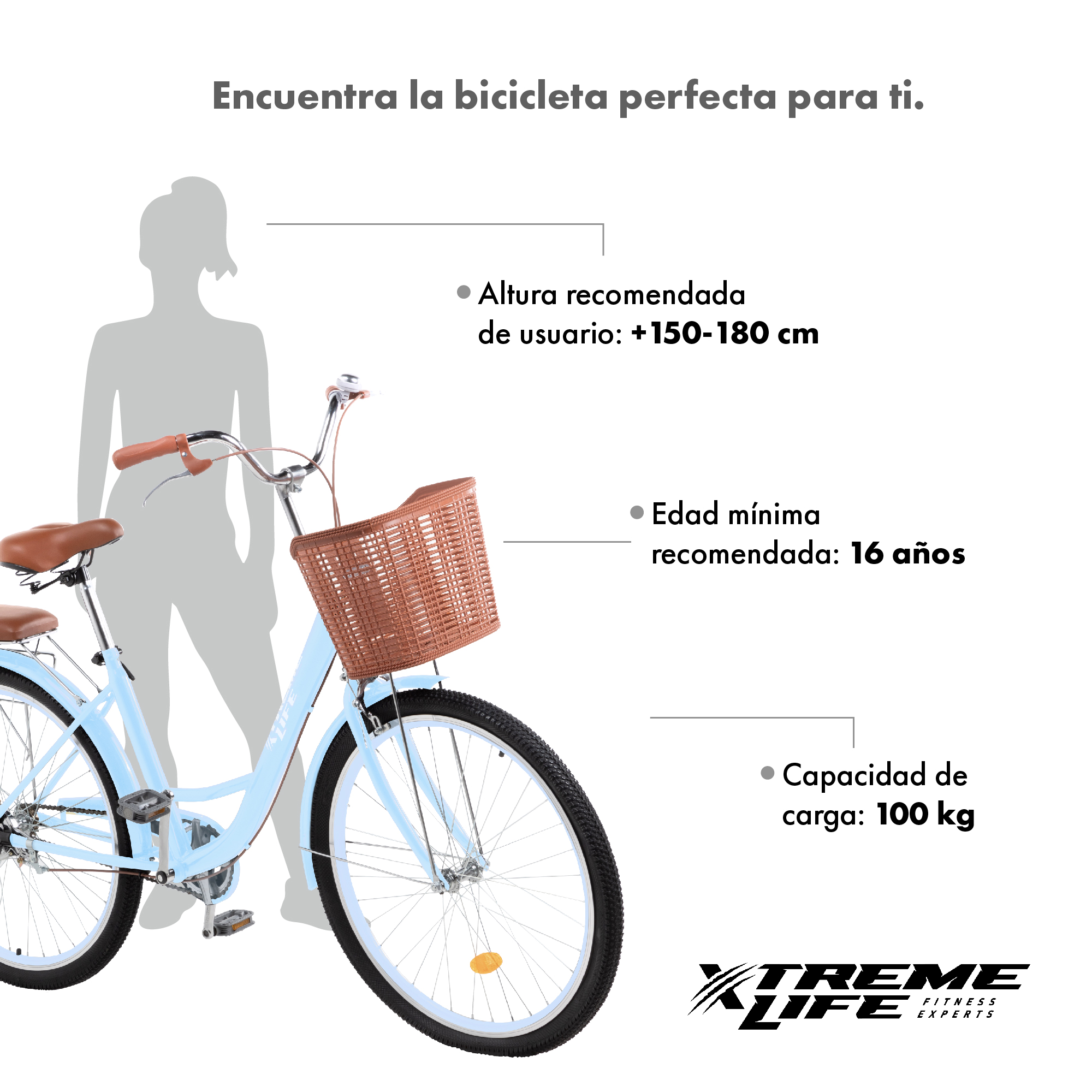 Foto 5 pulgar | Bicicleta Urbana Vintage Xtreme Life R26 color Azul