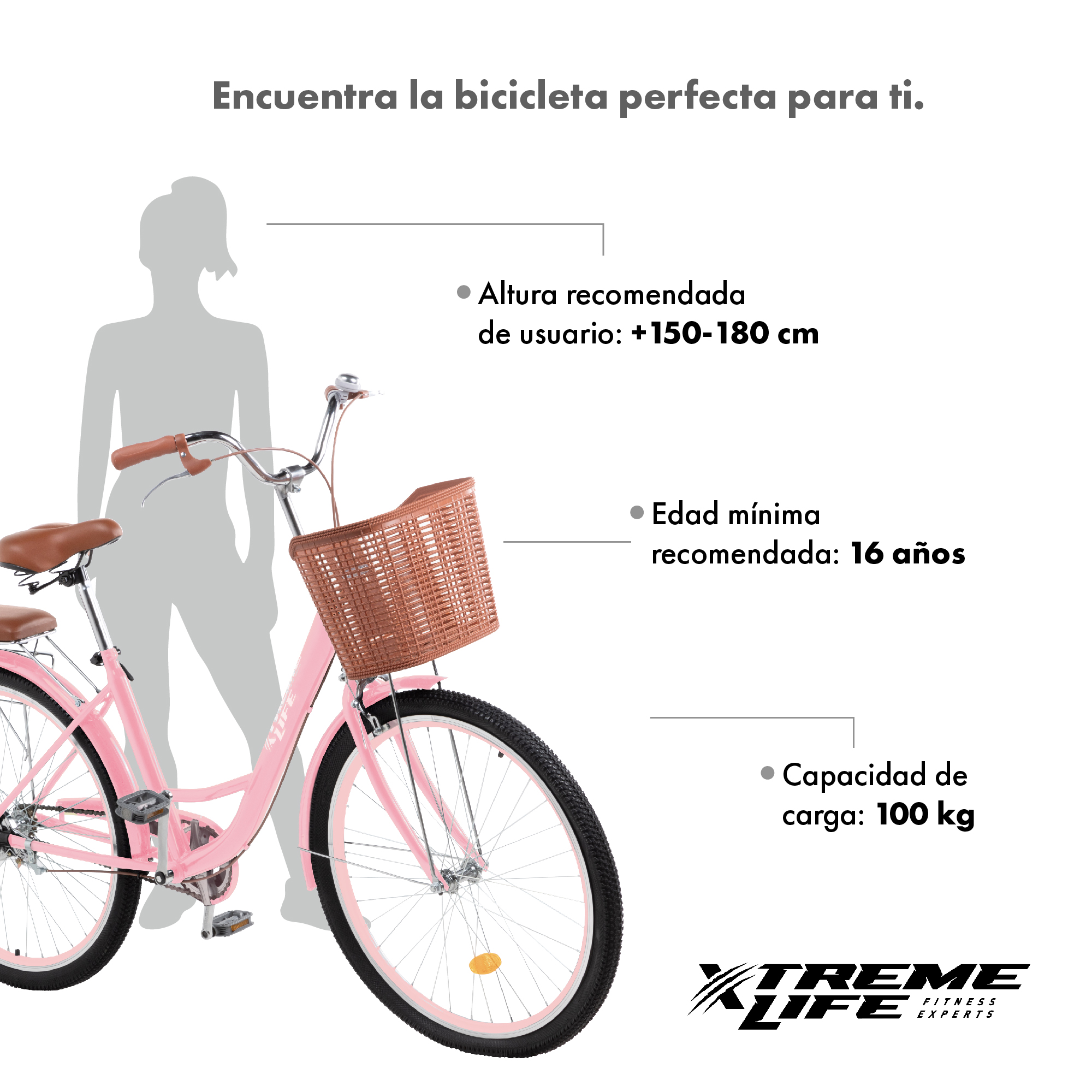 Foto 5 pulgar | Bicicleta Urbana Vintage Xtreme Life R26 color Rosa