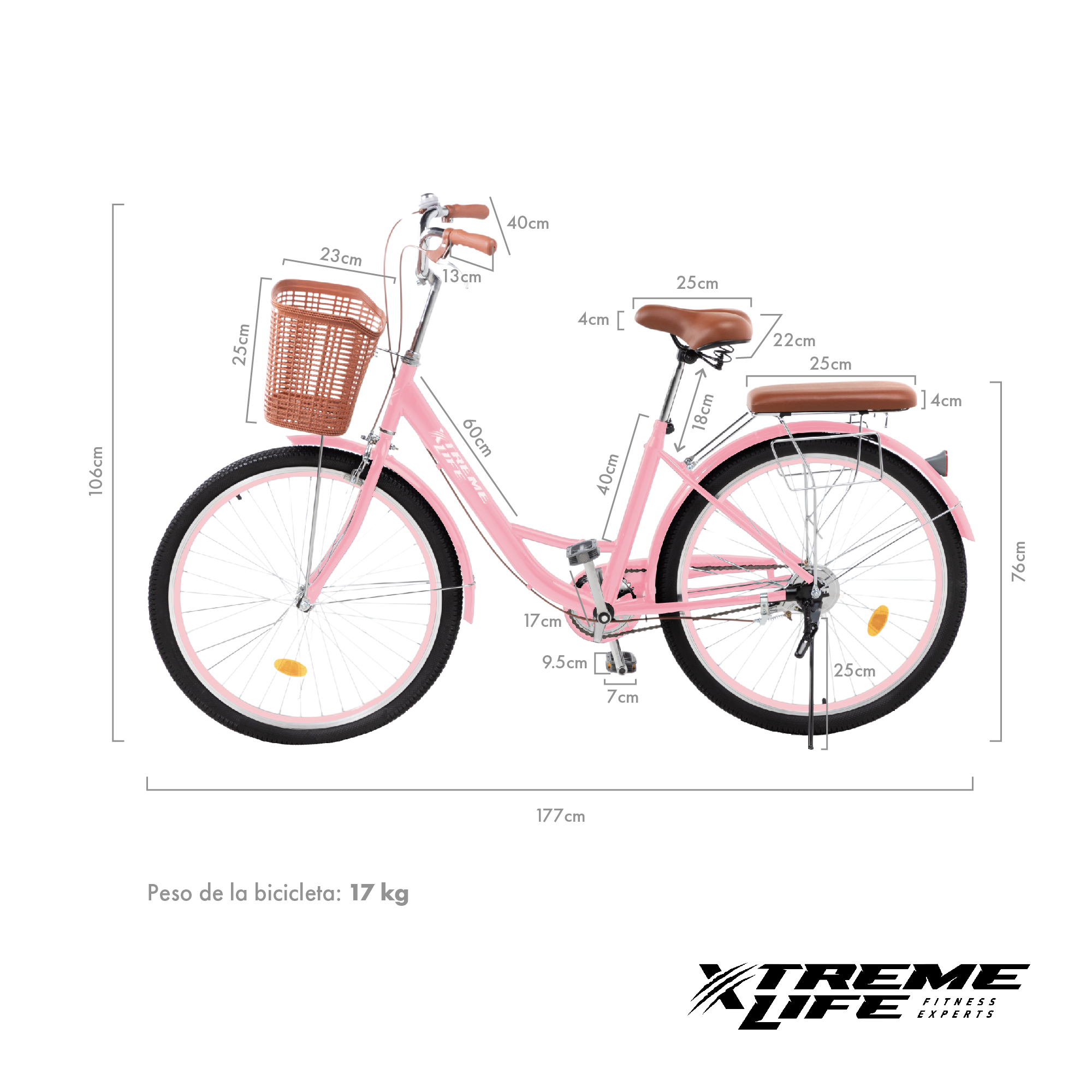 Foto 6 pulgar | Bicicleta Urbana Vintage Xtreme Life R26 color Rosa