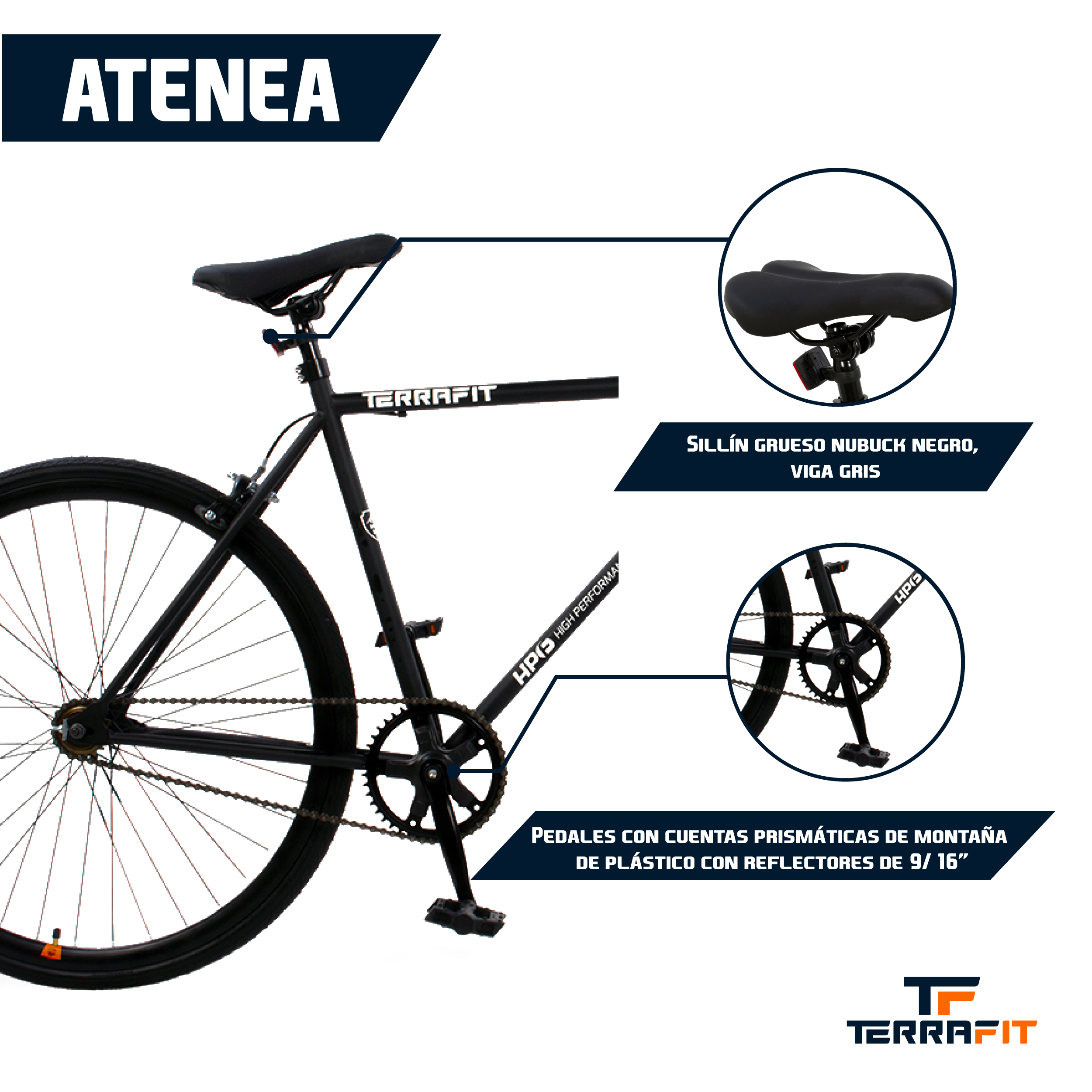 Foto 4 pulgar | Bicicleta TerraFit Fixie Rodada 700 Ciudad Atenea color Negro Adulto