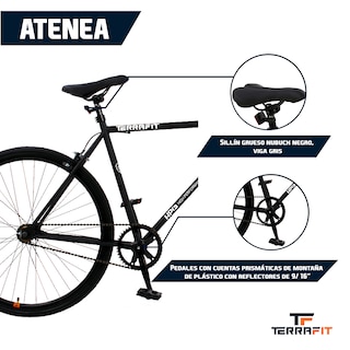 Foto 3 | Bicicleta TerraFit Fixie Rodada 700 Ciudad Atenea color Negro Adulto