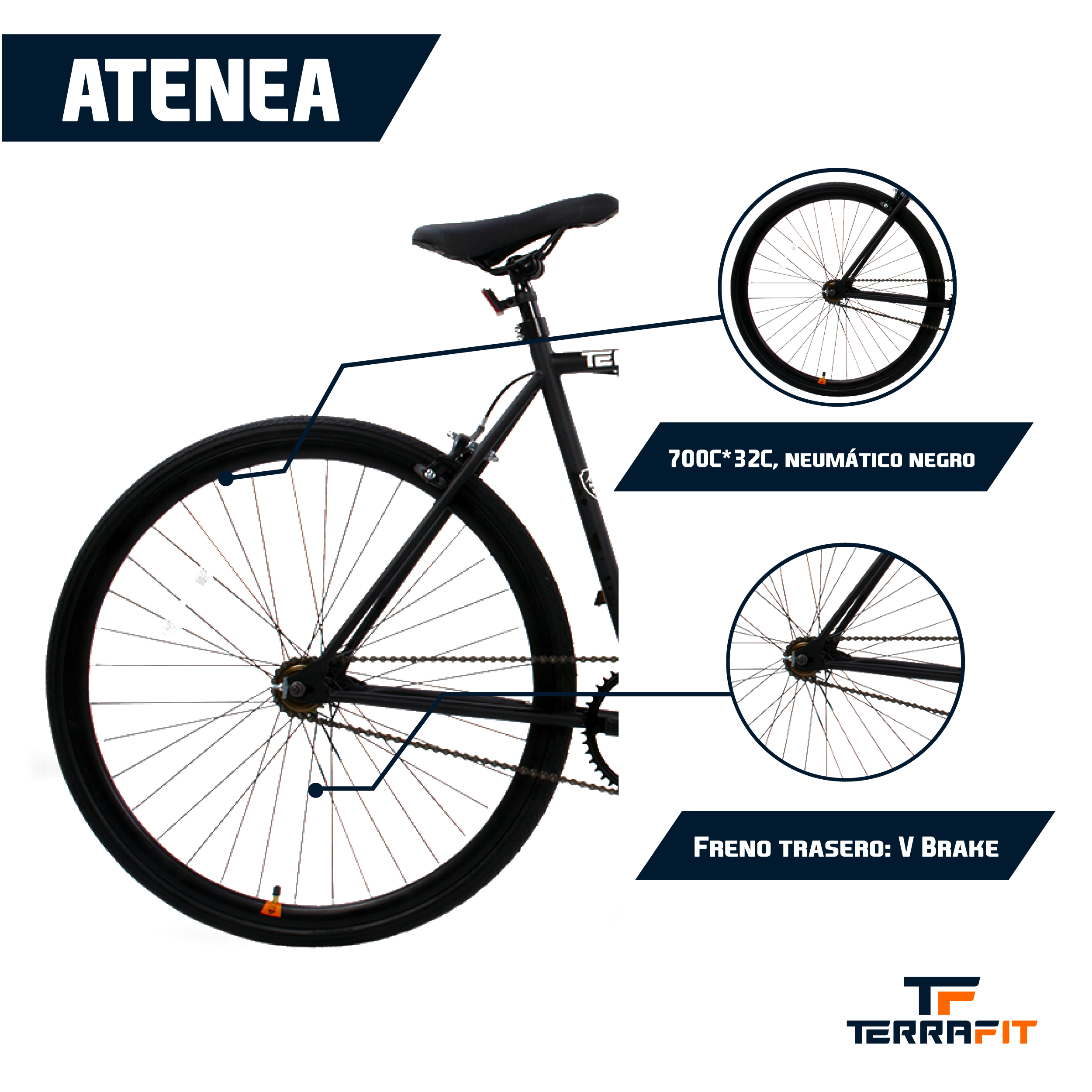 Foto 5 pulgar | Bicicleta TerraFit Fixie Rodada 700 Ciudad Atenea color Negro Adulto