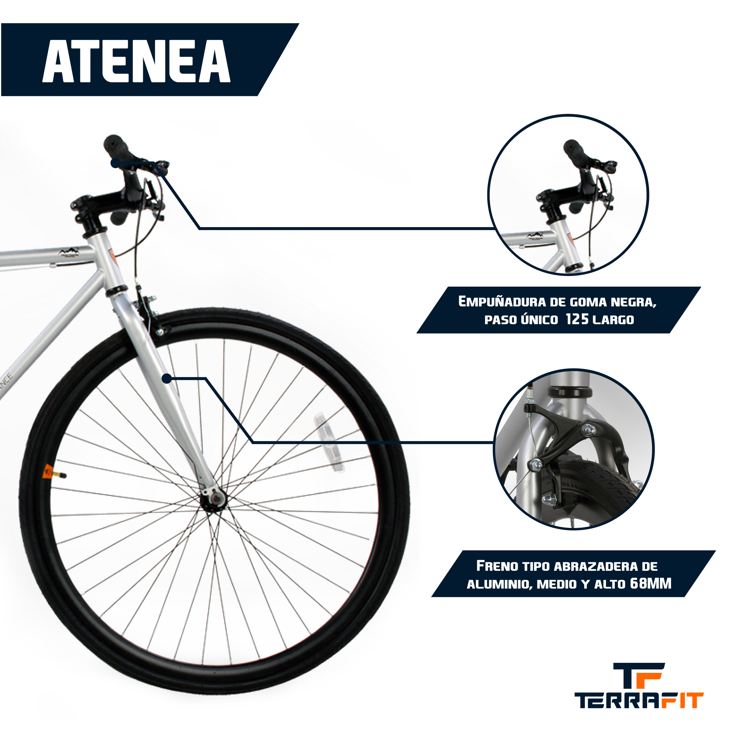 Foto 3 pulgar | Bicicleta TerraFit Fixie Rodada 700 Ciudad Atenea Plata