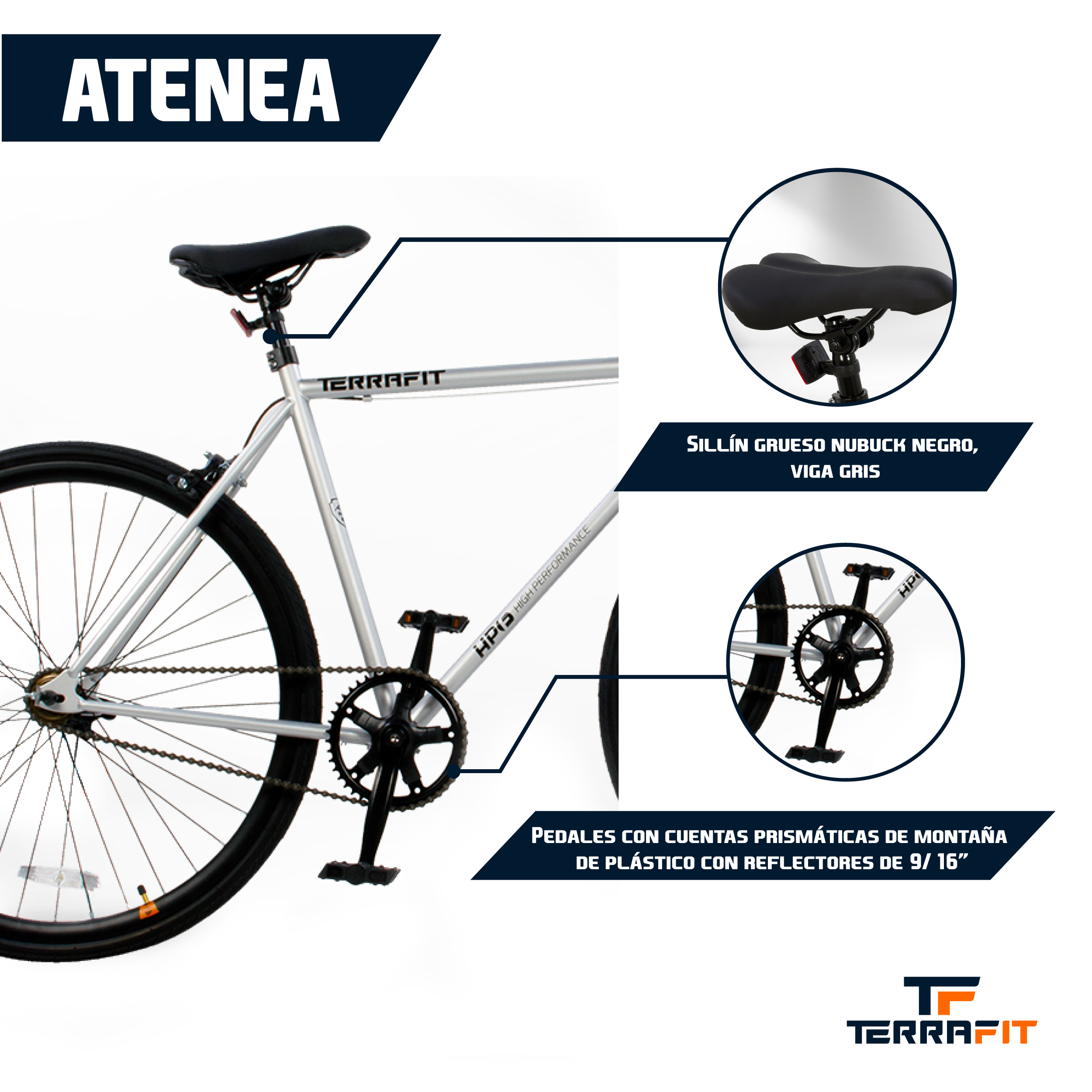 Foto 4 pulgar | Bicicleta TerraFit Fixie Rodada 700 Ciudad Atenea Plata
