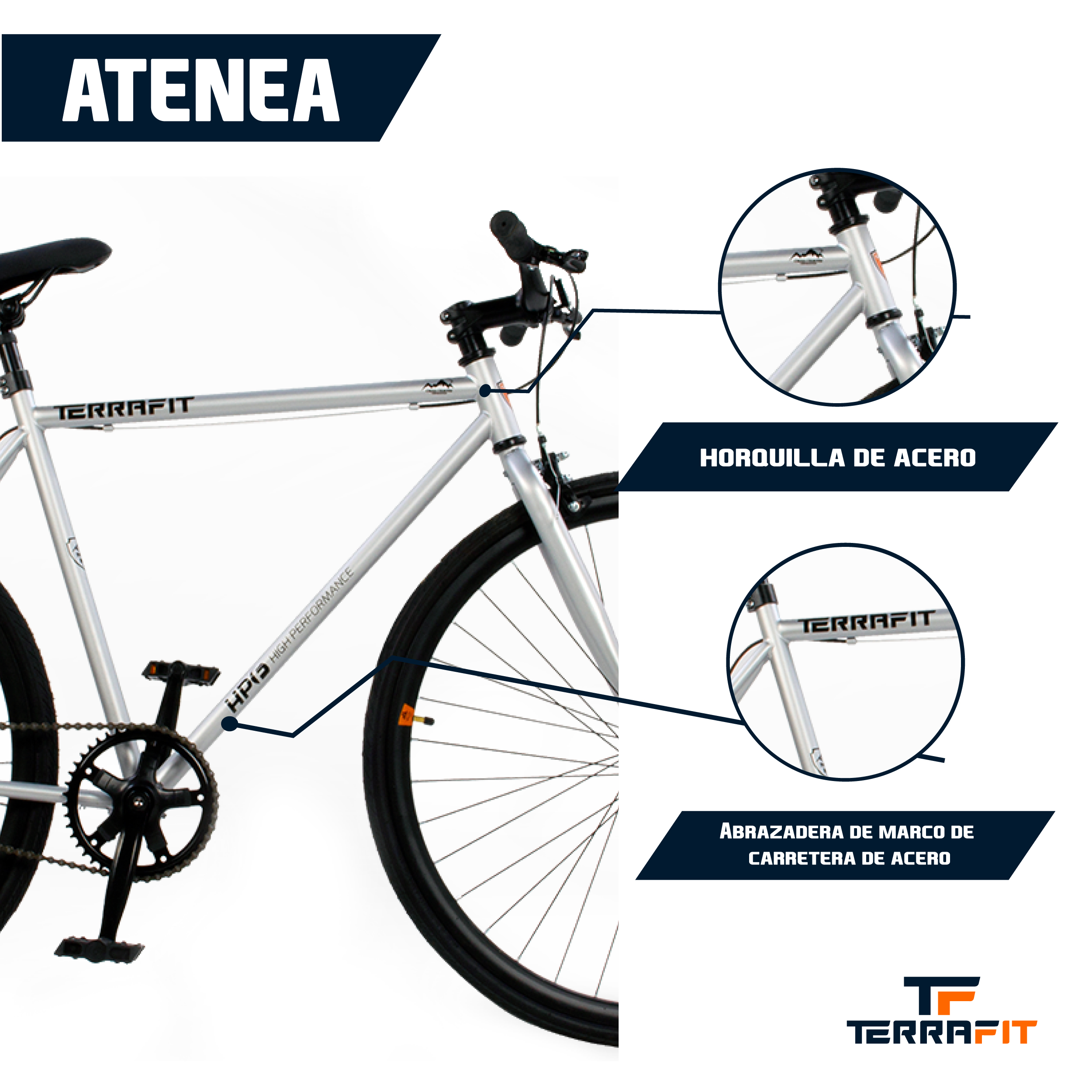 Foto 5 | Bicicleta TerraFit Fixie Rodada 700 Ciudad Atenea Plata
