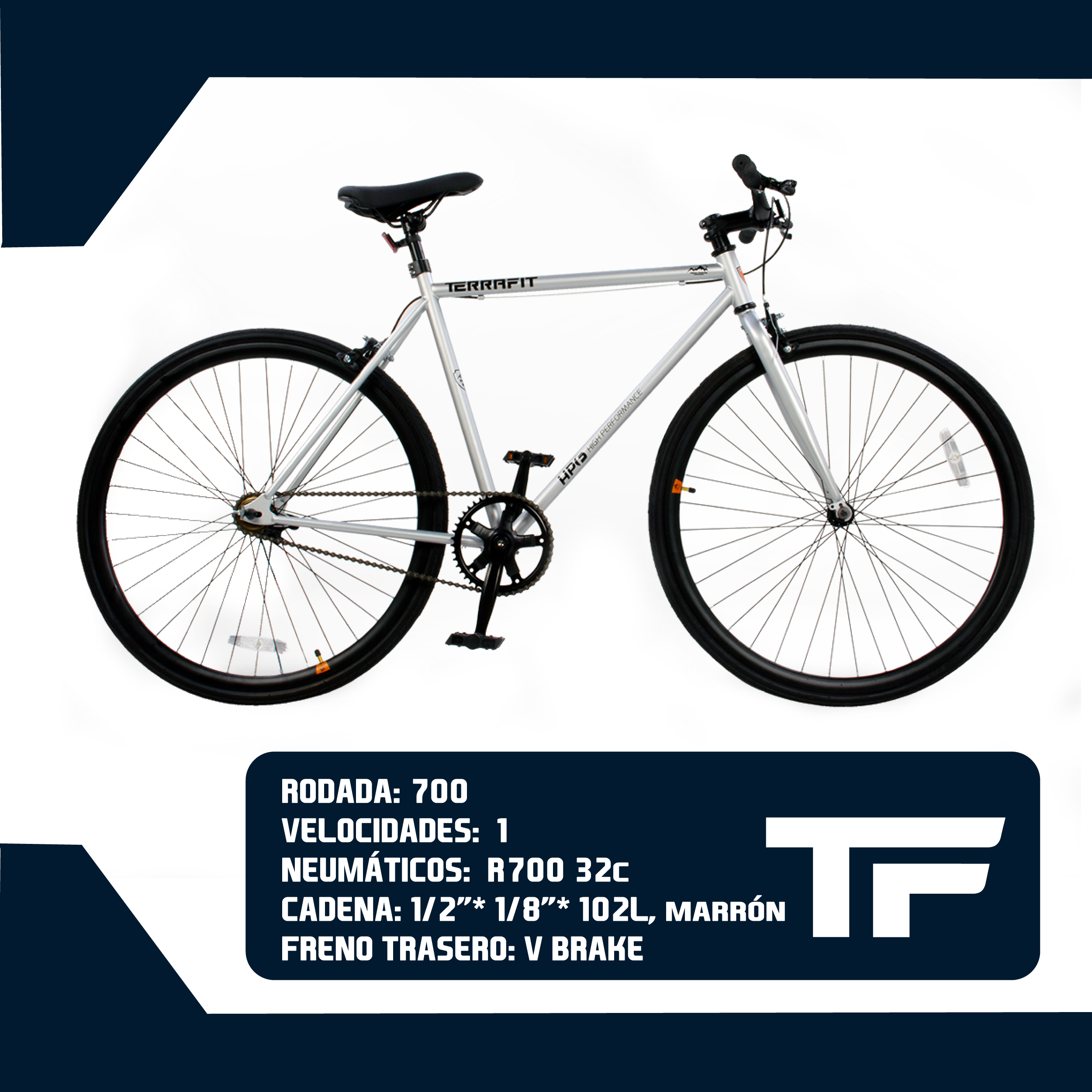 Foto 9 pulgar | Bicicleta TerraFit Fixie Rodada 700 Ciudad Atenea Plata