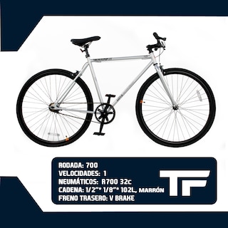 Foto 8 | Bicicleta TerraFit Fixie Rodada 700 Ciudad Atenea Plata