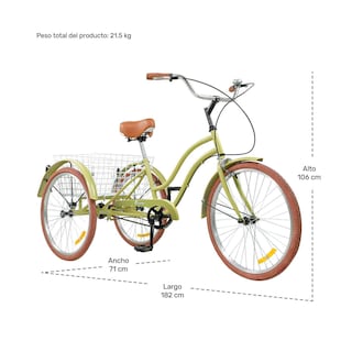 Foto 6 | Tricicleta Urbana Vintage Centurfit color Beige 150 kg R24 Canasta Trasera