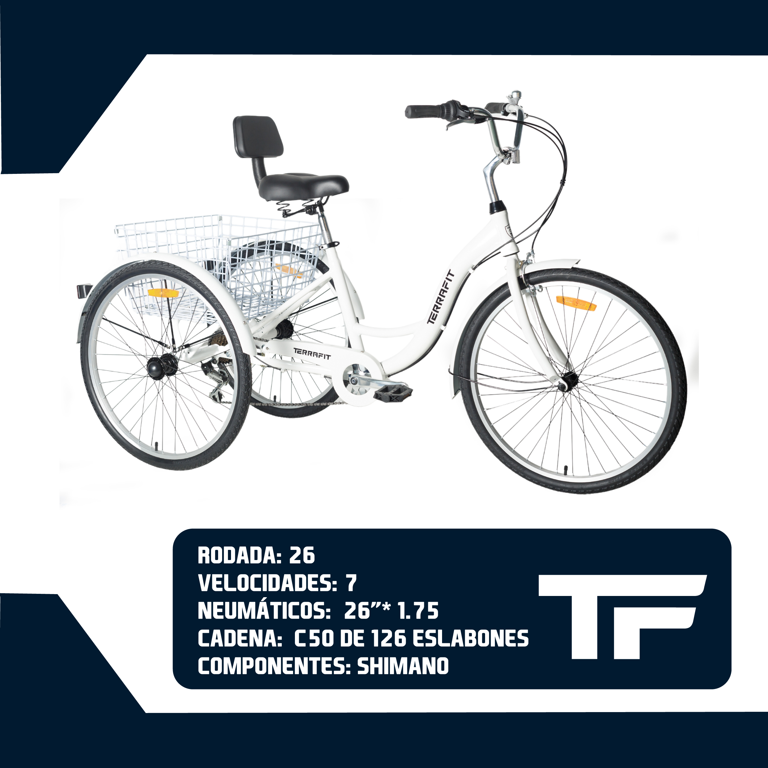 Foto 9 pulgar | Tricicleta Urbana Terrafit R26 Acero Inoxidable 7v Color Blanco