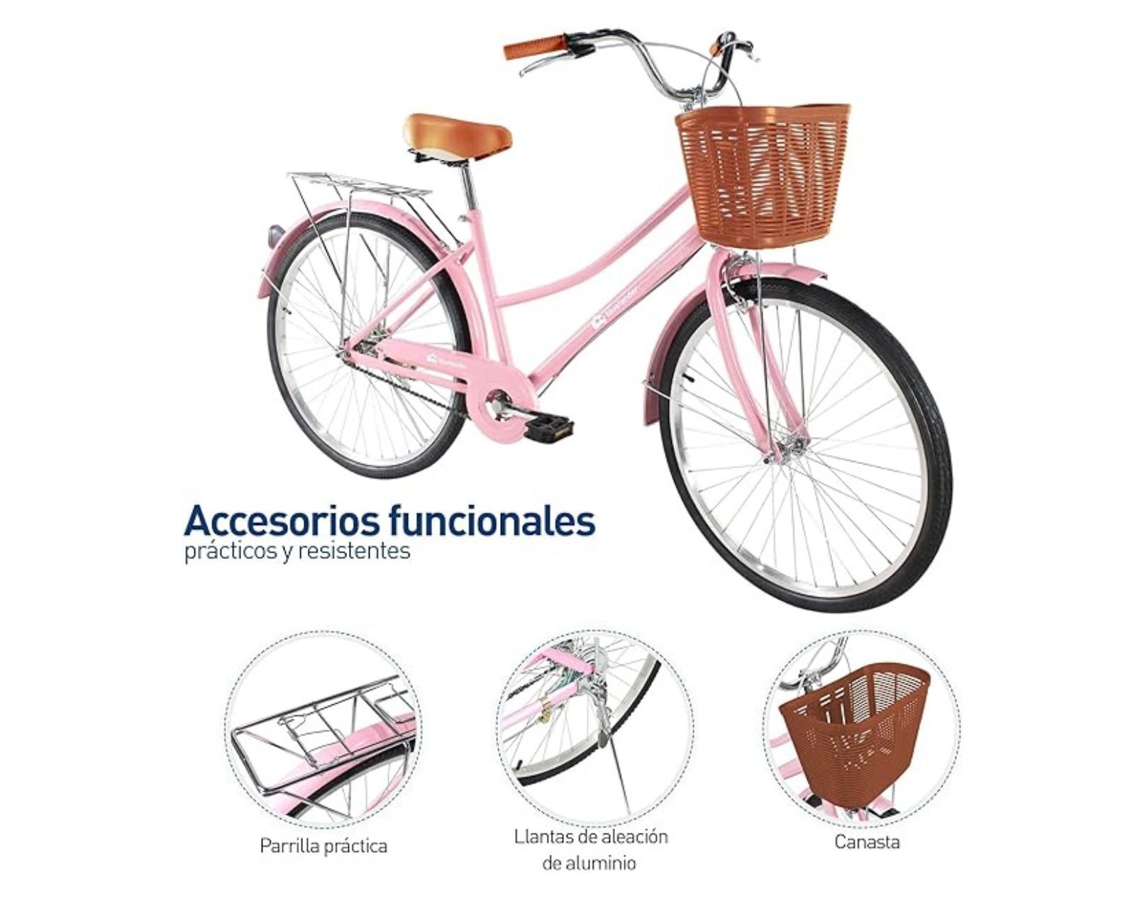 Foto 2 | Bicicleta Urbana Bluelander Rodada 26 Rosa