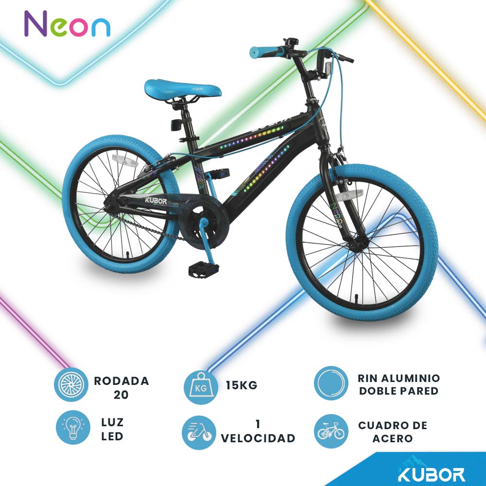 Foto 4 pulgar | Bicicleta Para Niño De Montaña Neon Rodada 20 Kubor Azul