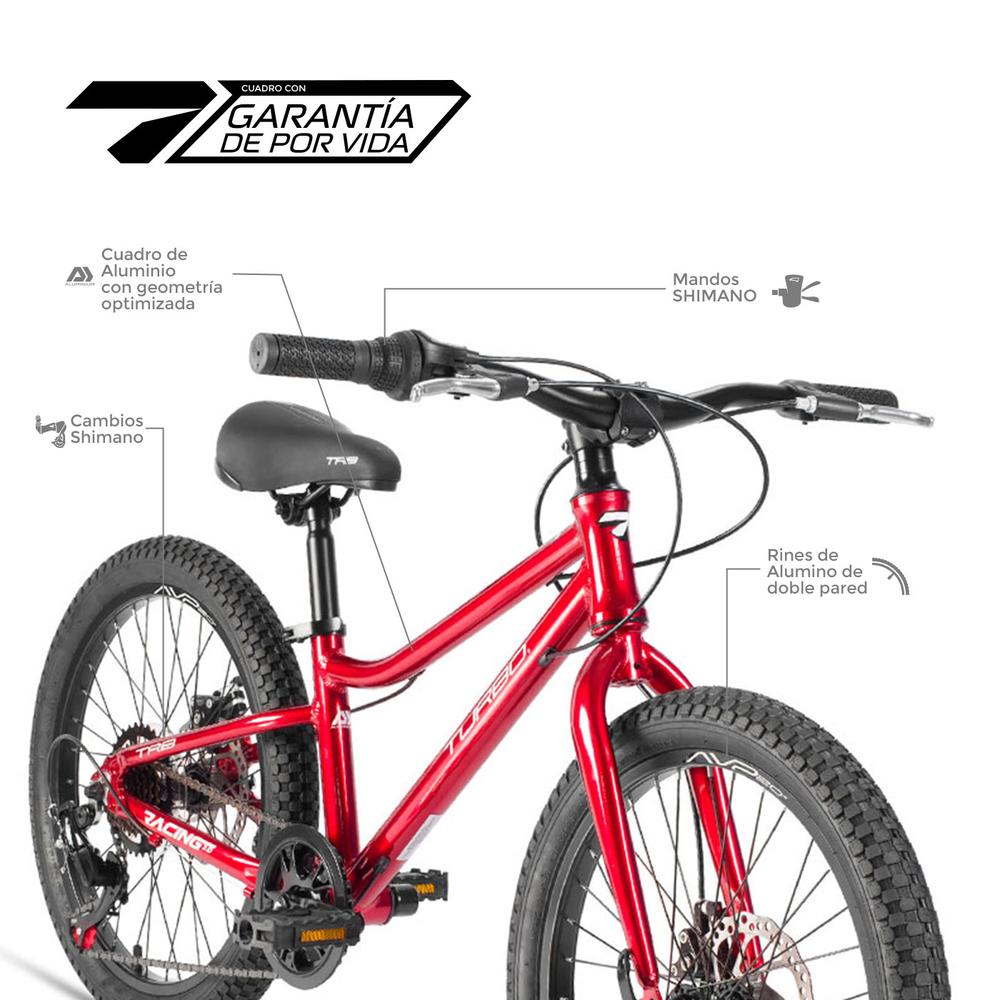 Foto 4 | Bicicleta Infantil Turbo R20 7 Pasos Aluminio Roja