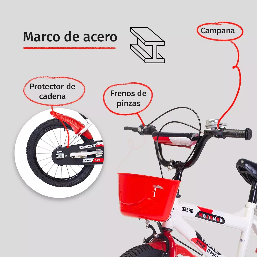 Foto 4 | Bicicleta Entrenadora para Niños AEIOU Qk-11 con Campana R20