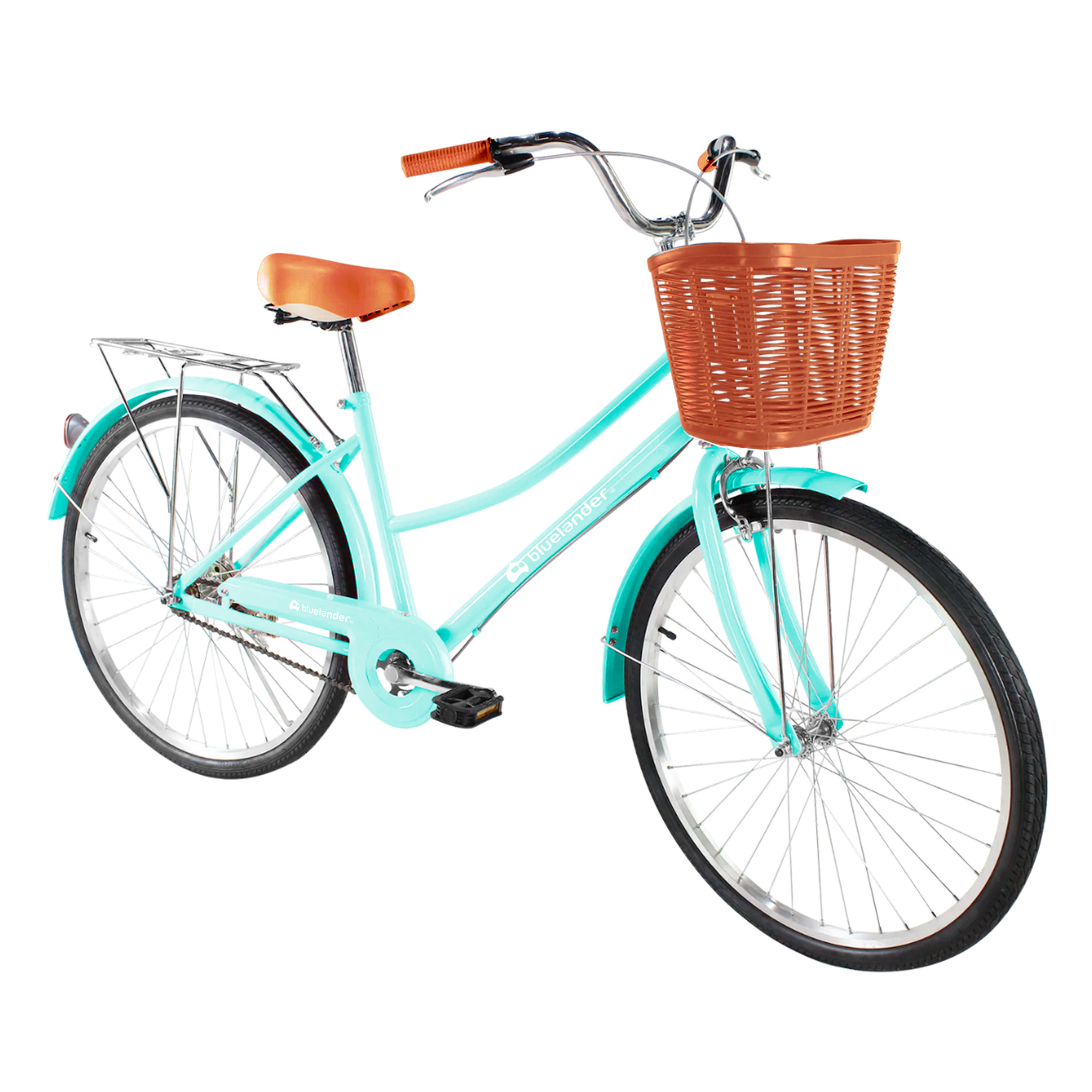 Bicicleta Urbana Rodada 26 Bluelander Turquesa Con Canasta Para Bicicleta