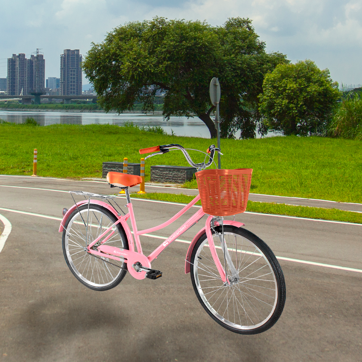 Foto 5 pulgar | Bicicleta Urbana Rodada 29 Bluelander Rosa Con Canasta Para Bicicleta