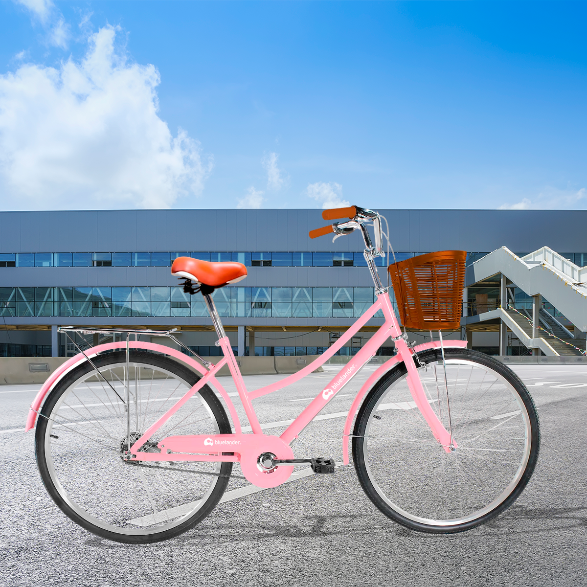 Foto 6 pulgar | Bicicleta Urbana Rodada 29 Bluelander Rosa Con Canasta Para Bicicleta