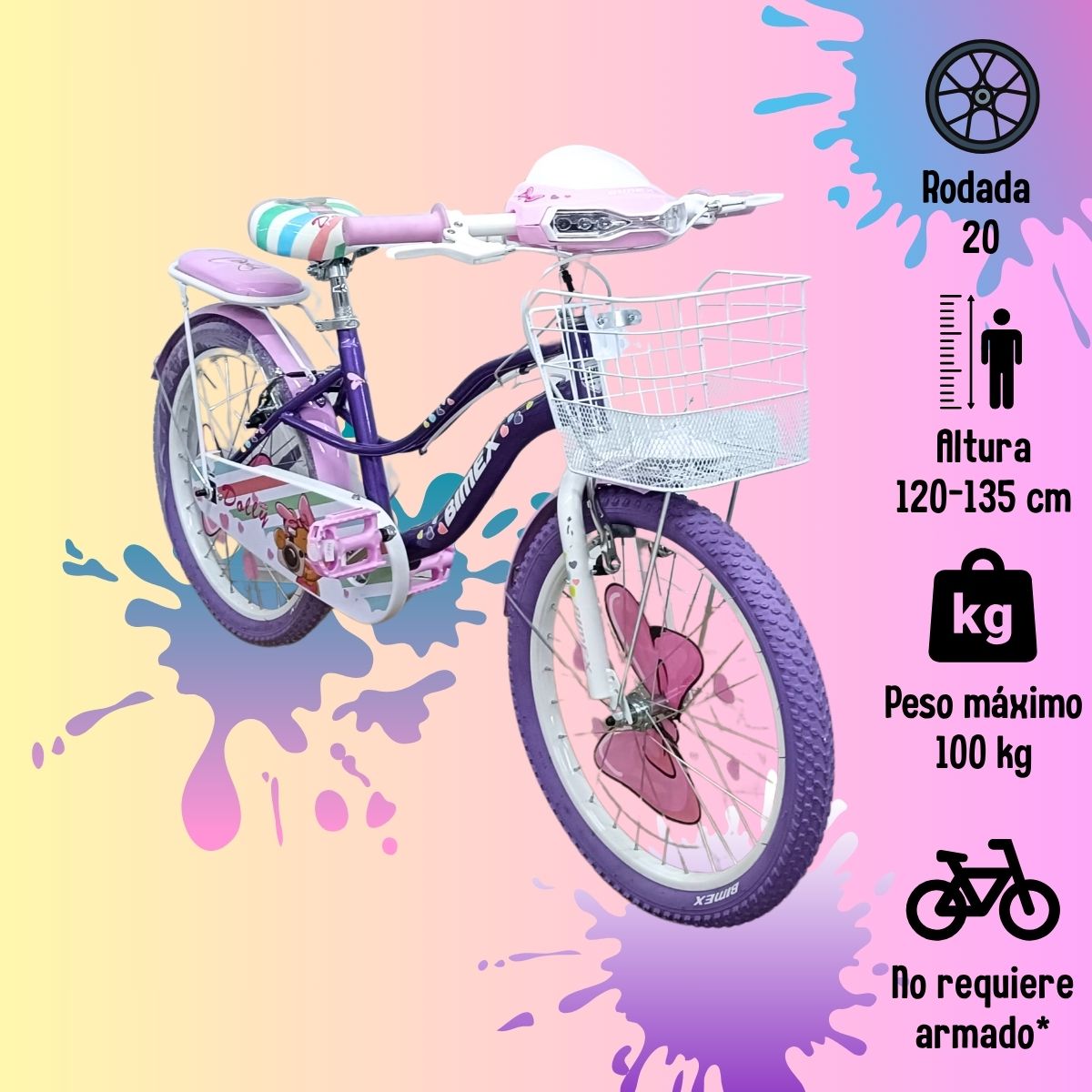 Foto 3 pulgar | Bicicleta Gosa R20 Dolly C/luz Y Sonido Morada