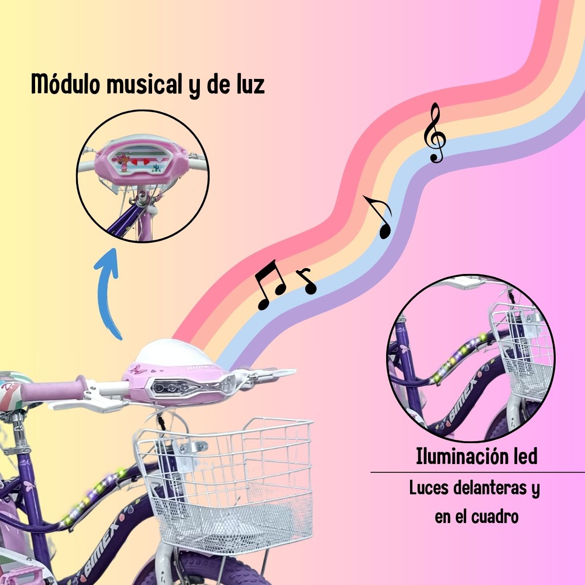 Foto 5 pulgar | Bicicleta Gosa R20 Dolly C/luz Y Sonido Morada