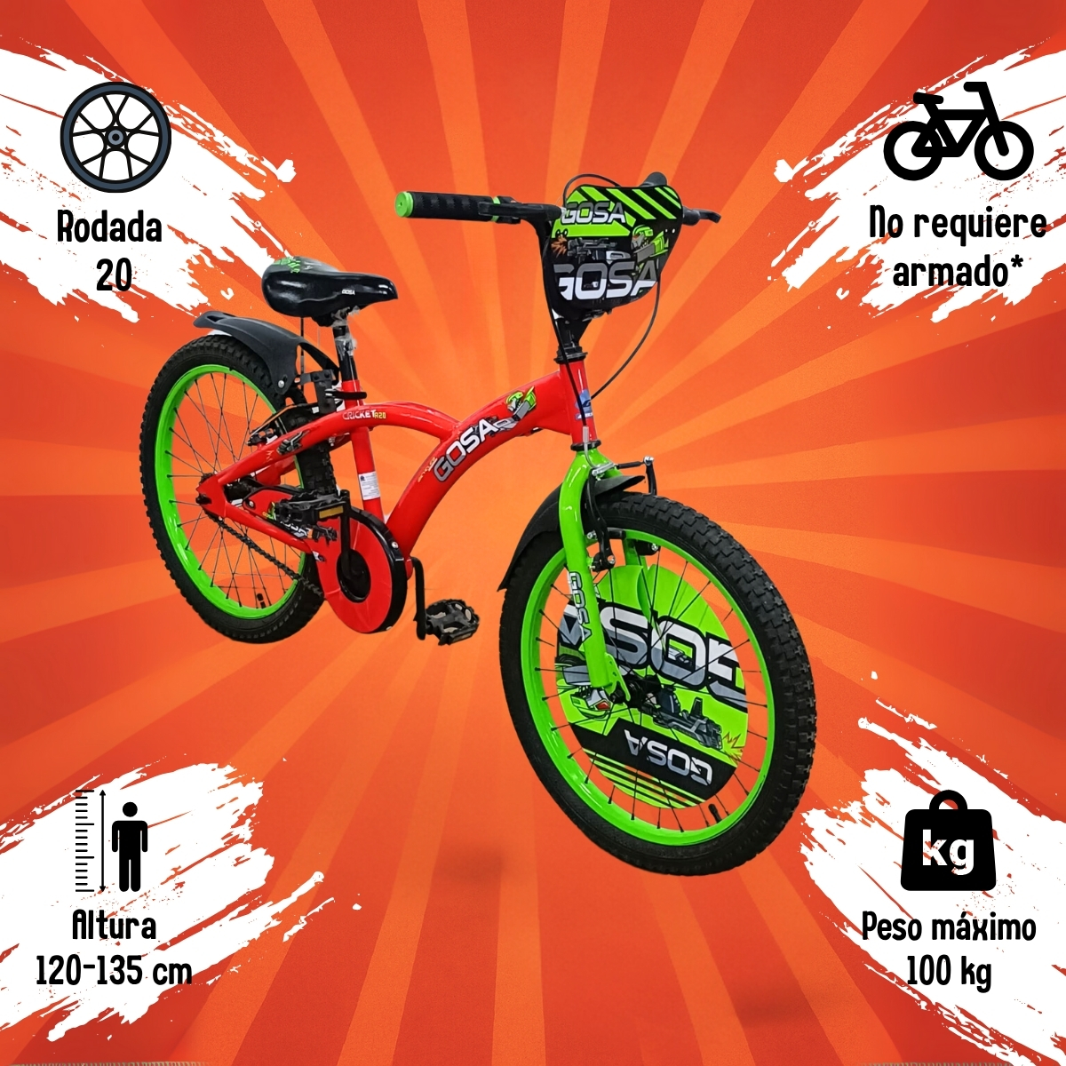 Foto 3 pulgar | Bicicleta Gosa R20 Cricket Rojo