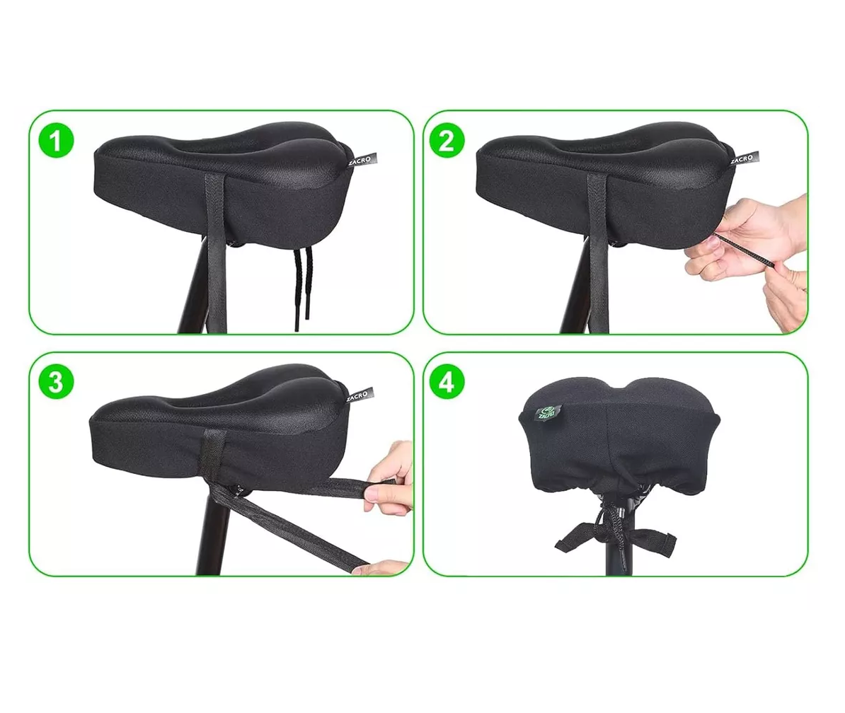 Foto 5 | Cojín De Asiento De Gel Para Bicicleta Con Impermeable Cubre, Negro