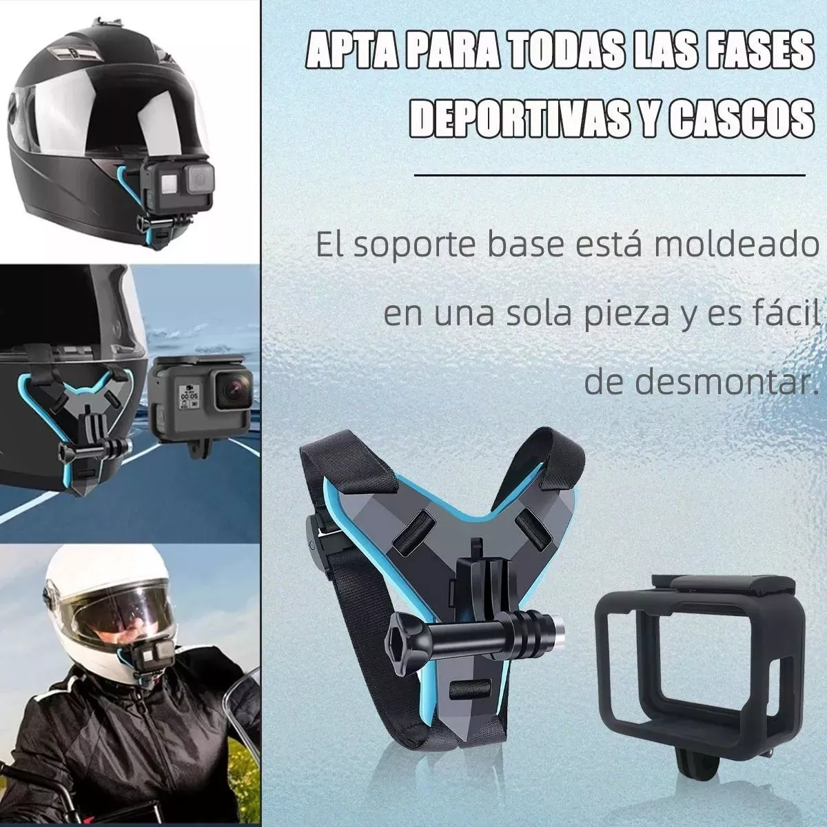 Foto 5 pulgar | Base Adaptador Casco Moto Kit Lateral Base Cámara Tubo Eo Safe Imports Esi-13956 Negro