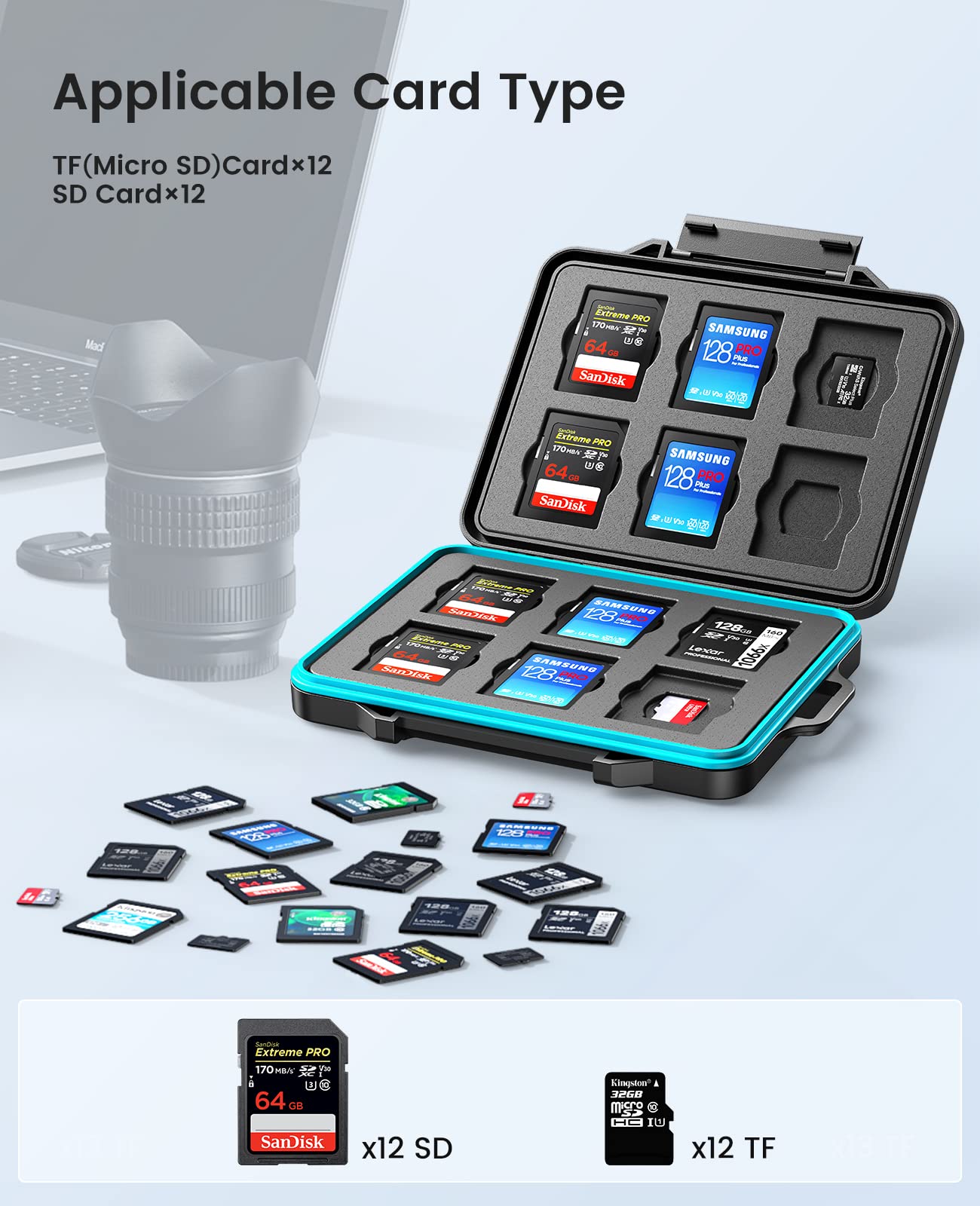 Foto 3 pulgar | Funda Para Tarjetas De Memoria Orico Con 24 Ranuras, Resistente Al Agua Y A Los Golpes - Venta Internacional.