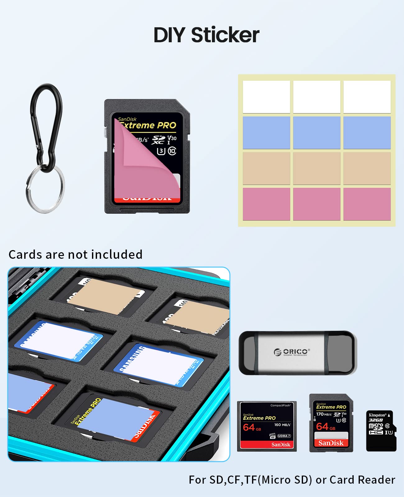 Foto 6 | Funda Para Tarjetas De Memoria Orico Con 24 Ranuras, Resistente Al Agua Y A Los Golpes - Venta Internacional.