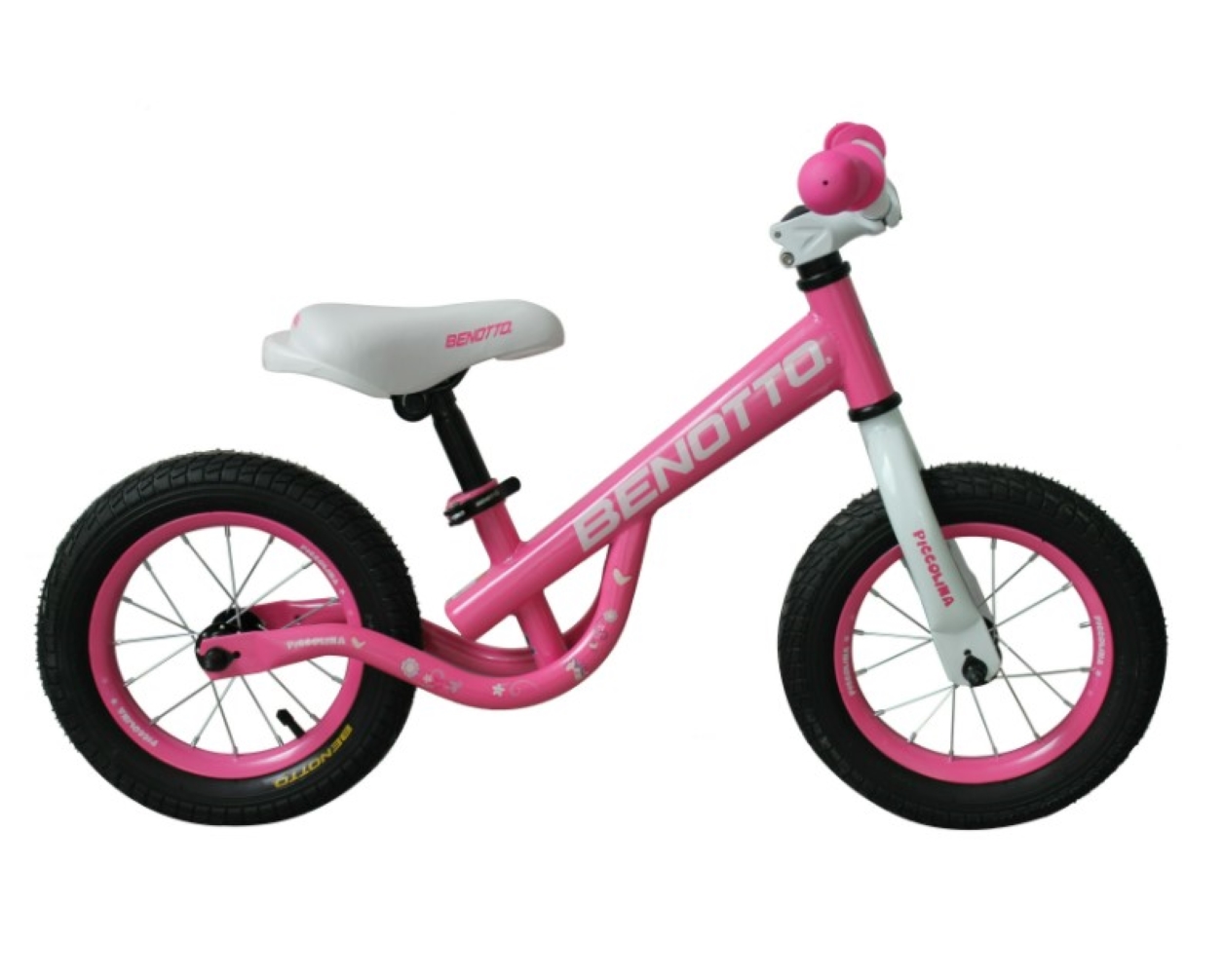 Bicicleta Entrenadora Benotto Piccolina color Rosa con Blanco R12 para Niña