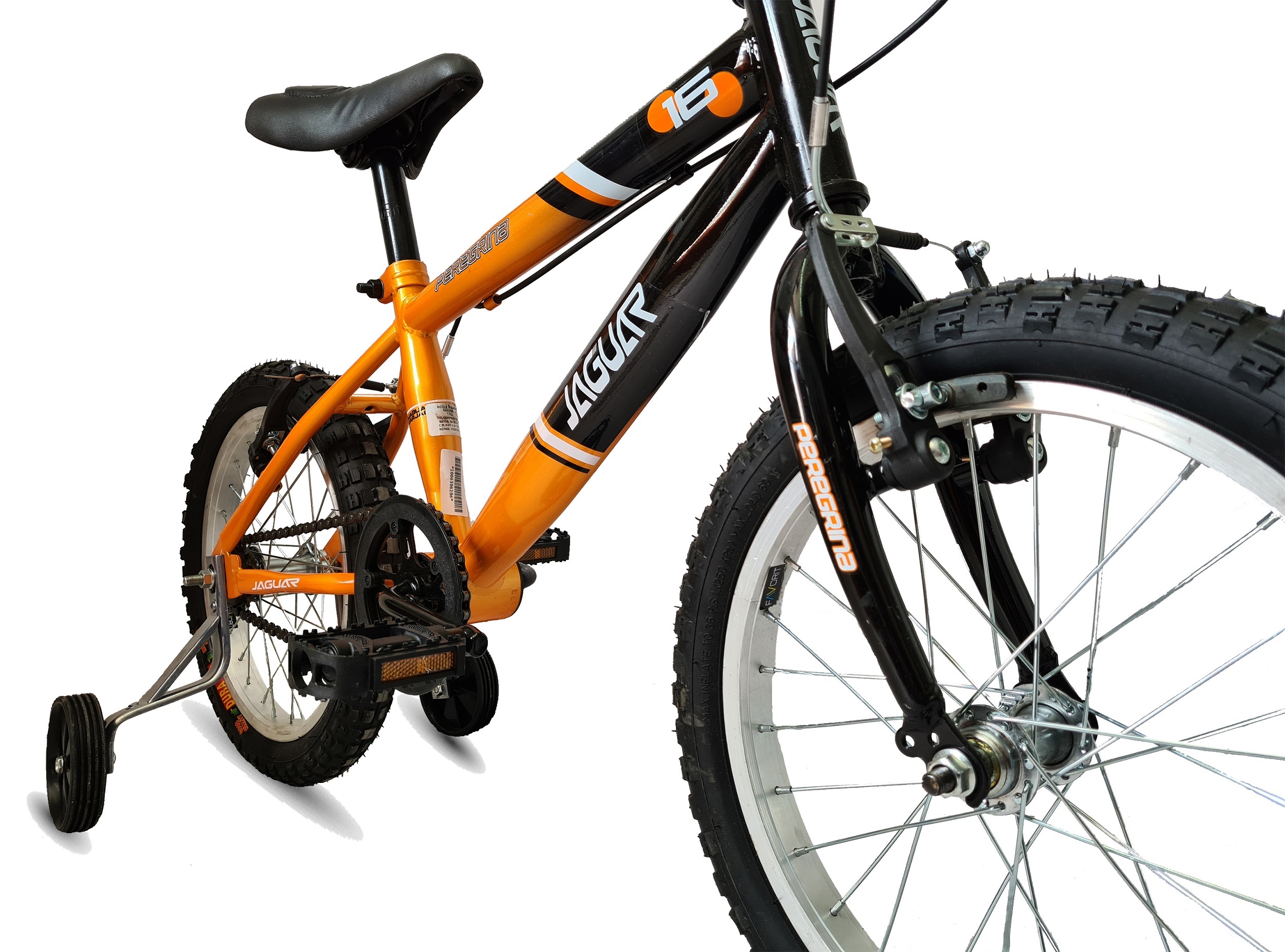 Foto 4 pulgar | Bicicleta Jaguar Peregrina Rodada 16 Color Naranja Con Ruedas Entrenadoras